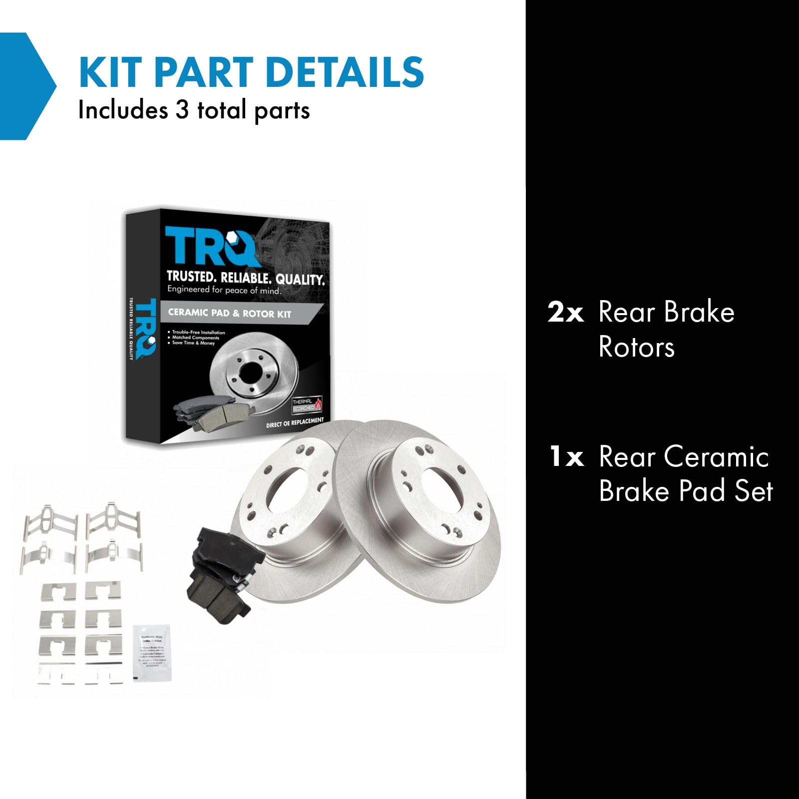 Trq Rear Ceramic Disc Brake Pad & Rotor Kit Set For Honda Accord Acura Tsx