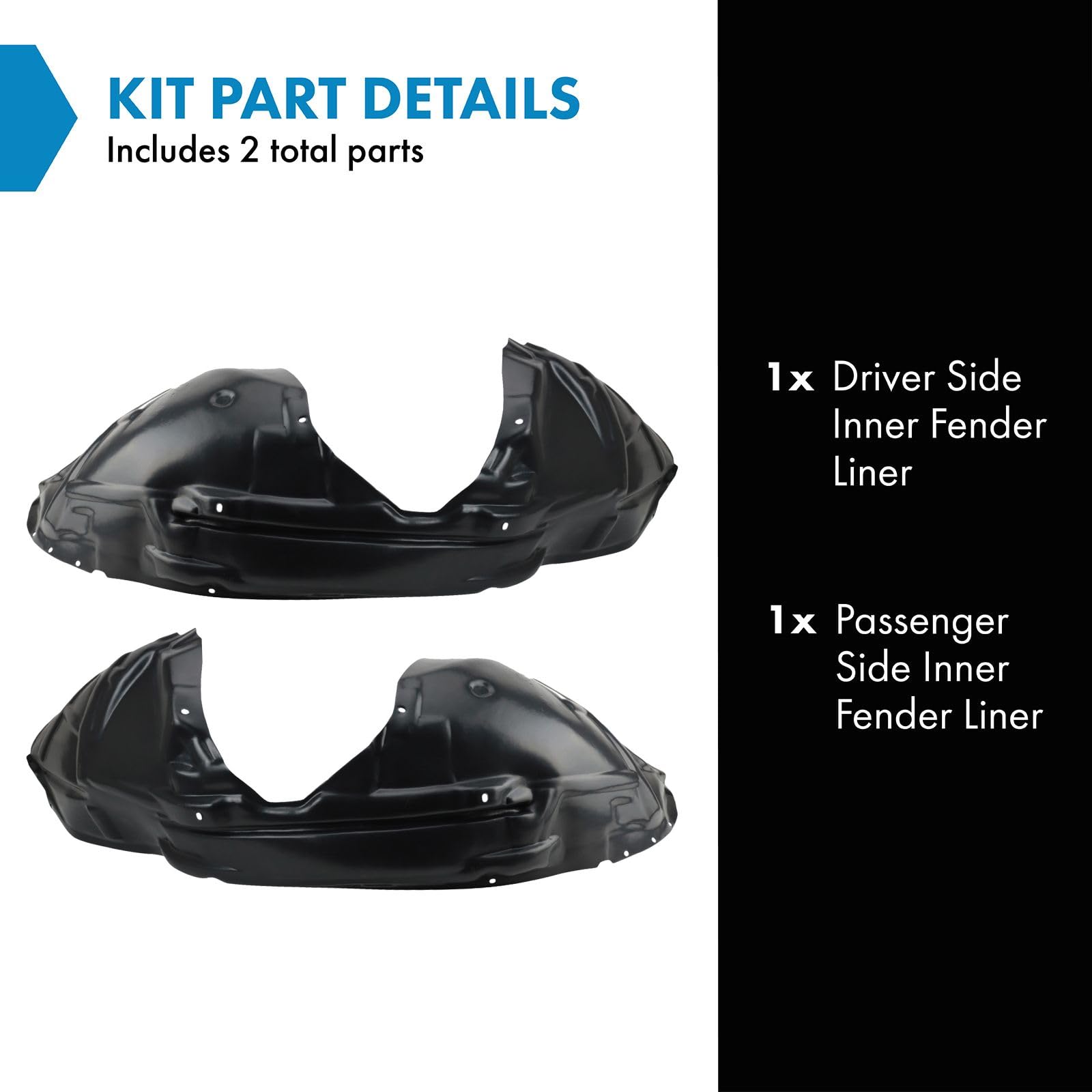 Trq Inner Fender Liner Set Compatible With 2015-2022 Dodge Challenger Ch1248178 Ch1249178