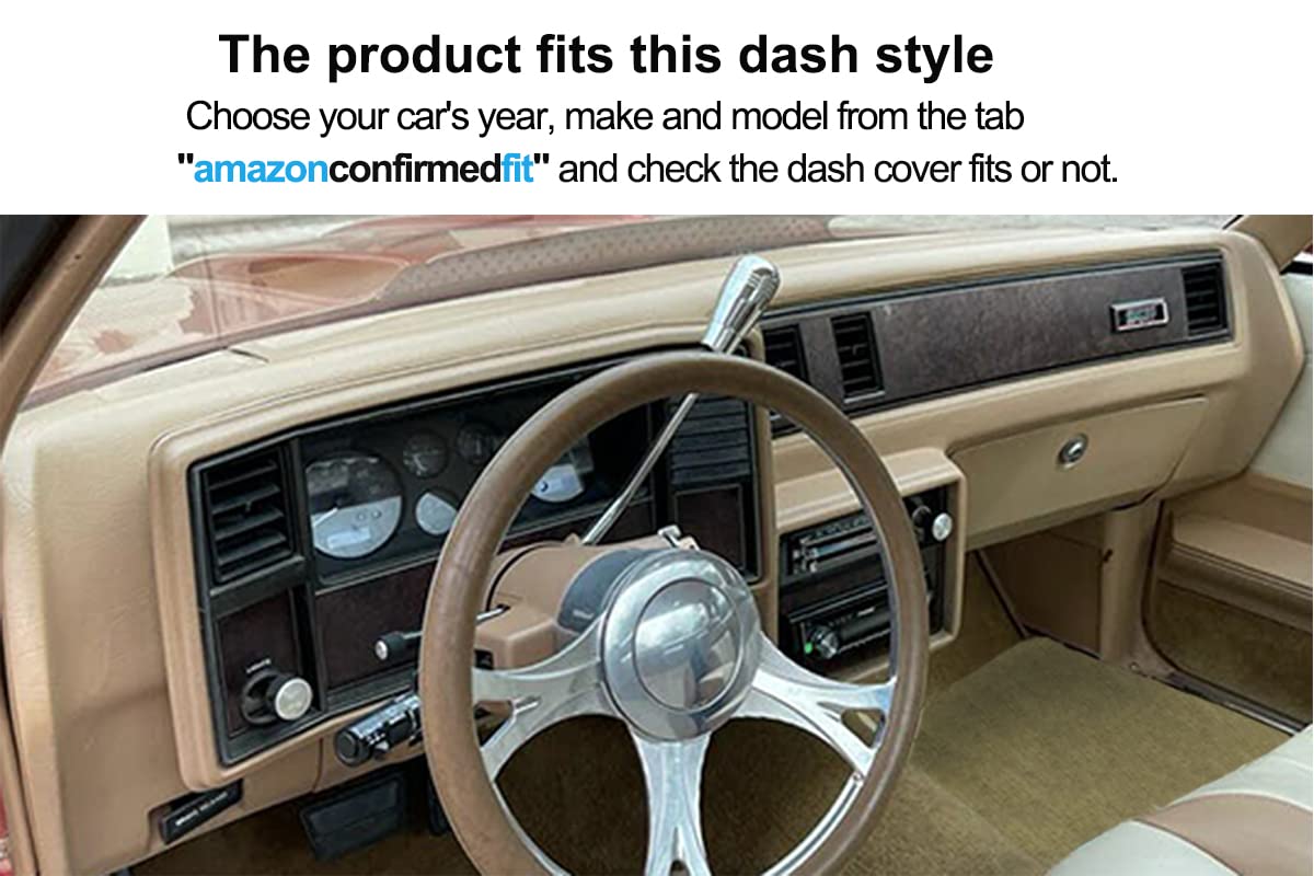 Fcovergurus Dash Cover Mat Custom Fit For 1981-1988 Chevy Chevrolet Monte Carlo,El Camino,Malibu/Gmc Caballero,Dashboard Cover Cap Pad Carpet Protector F120 (Black)