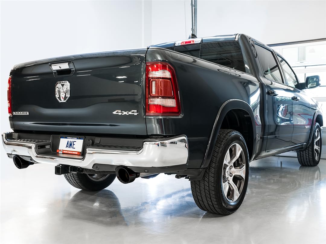 AWE Tuning Cat-Back Exhaust for 19-21 RAM 1500 5.7L - Dual Rear Exit, Diamond Black Tips, Model 3015-33006, One Size