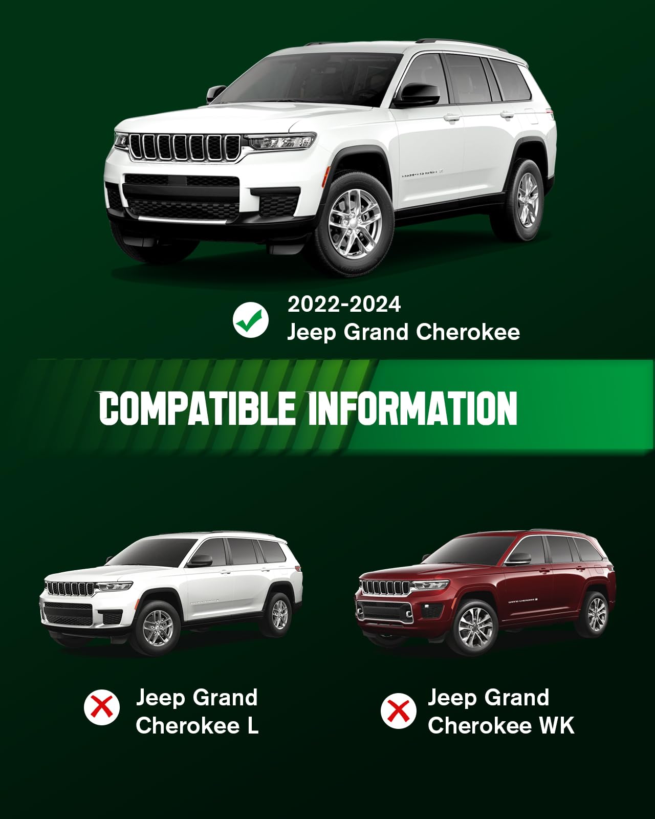 Viwik Car Floor Mats & Cargo Mat Fit For Jeep Grand Cherokee 2022-2024 (Non L), Automotive All Weather Floor Liners For Jeep Gra