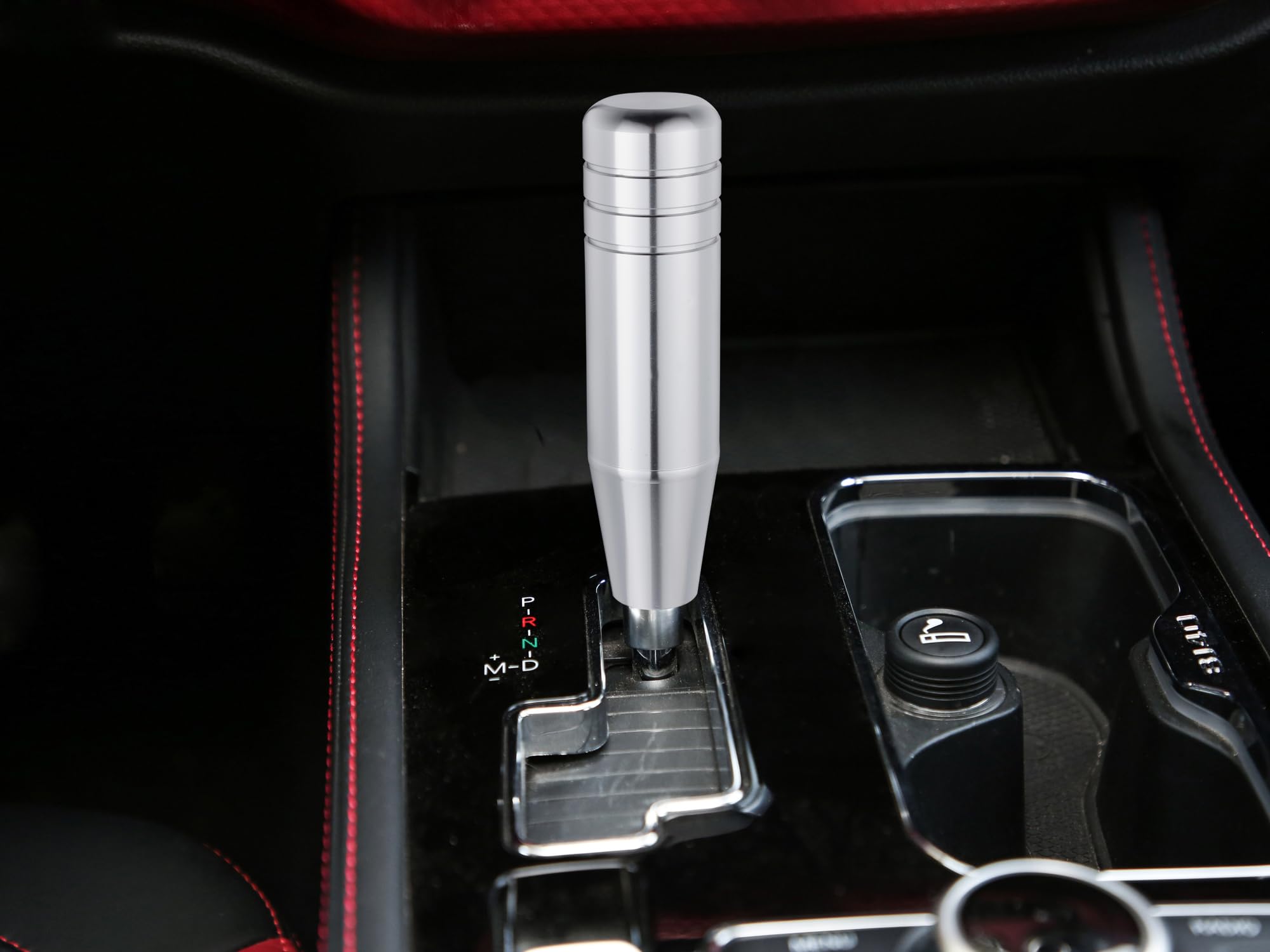 Abfer 5'' Heavy Weighted Shifter Knob, Aluminum Alloy Car Gear Lever Stick Shift Handle Fit Most Automatic Manual Vehicle (Silve