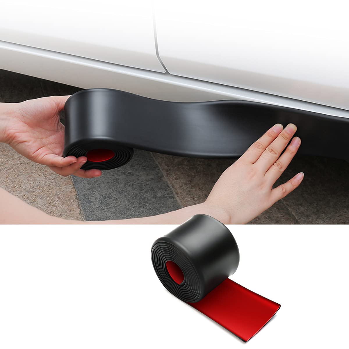 13Ft*3.15In Side Skirts For Cars Universal,Side Skirt Cars Protector Anti-Scratch,Universal Rubber Anti-Scratch Side Skirts Edge Guards.Protector For Sedans, Truck, Suv Bumper Protector(Black)