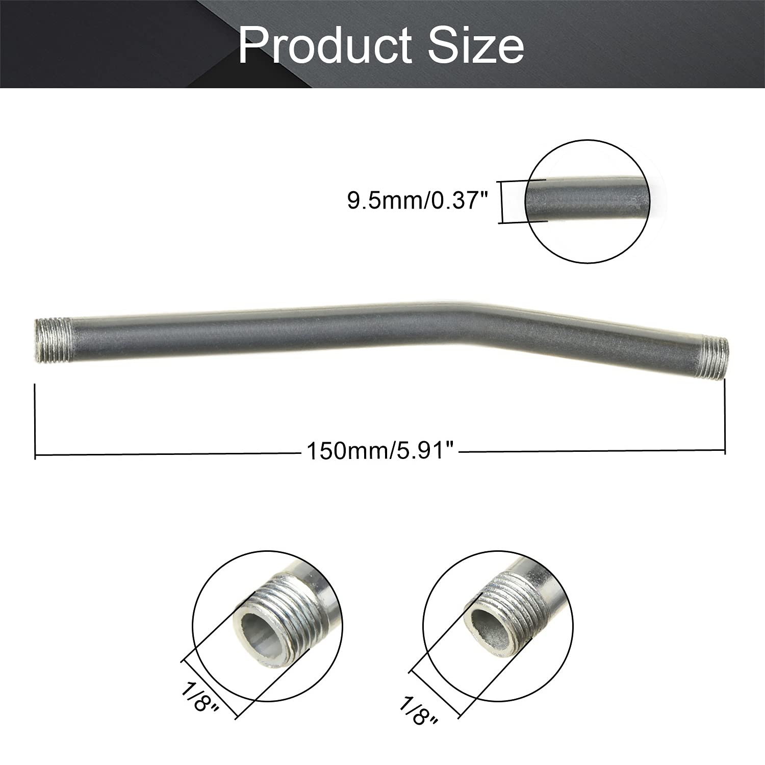 Utoolmart 1/8 Inches Npt Grease Fitting Standard Grease Metal Extension Tubes 2Pcs