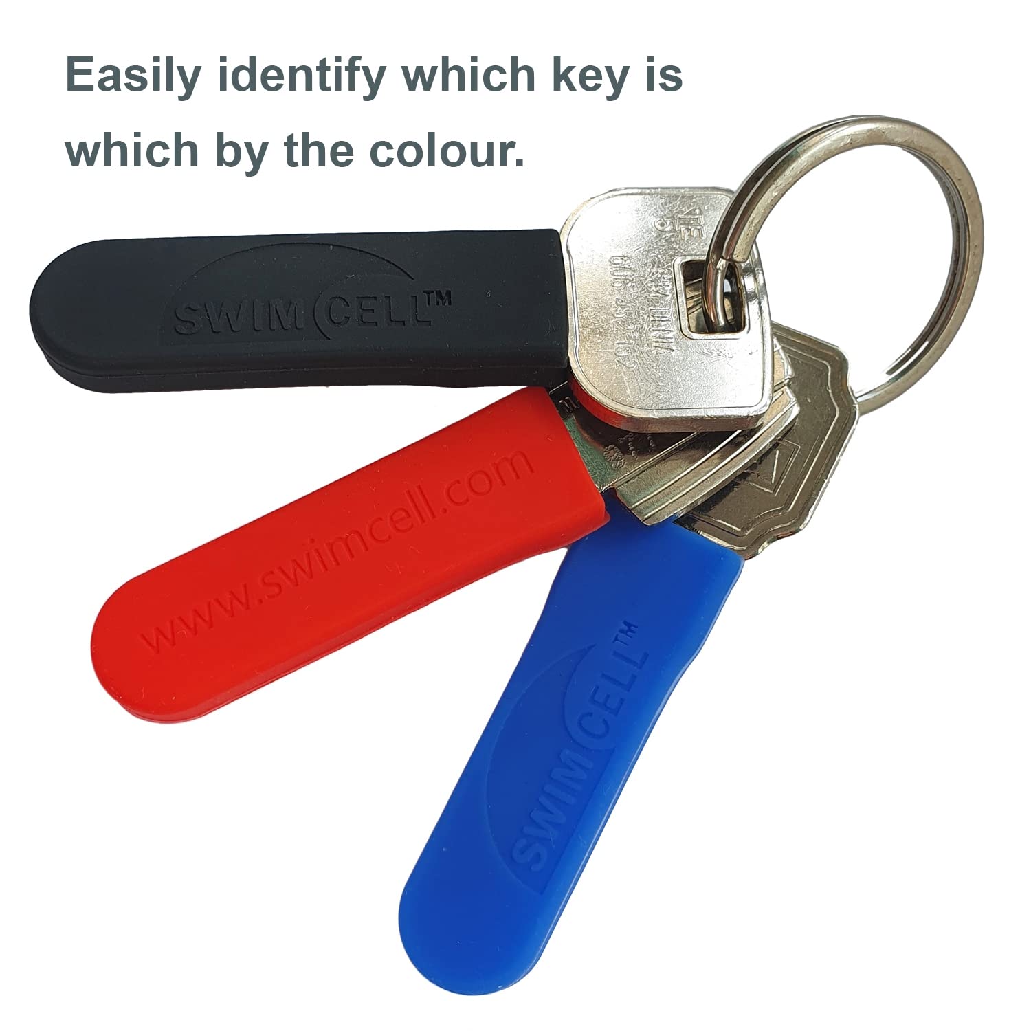 SwimCell Key Blade Cover - Silicone Sheath Key Protector for Car Bike or House Key. Anti Scratch Sleeve. Cut to fit. 1-2 Keys