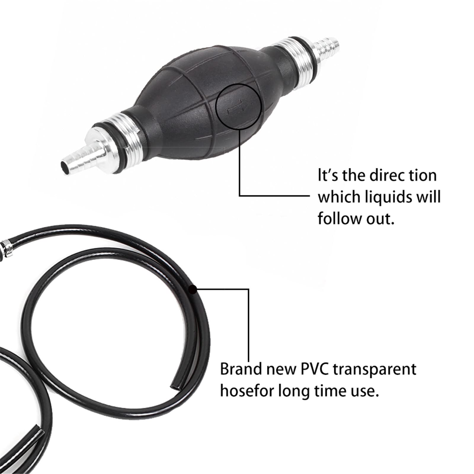 Bartoo Fuel Line Assembly,5/16In Nylon Braided Marine Boat Fuel Line Hose Assembly With 1Pcs Primer Bulb For Marine Outboard Boa