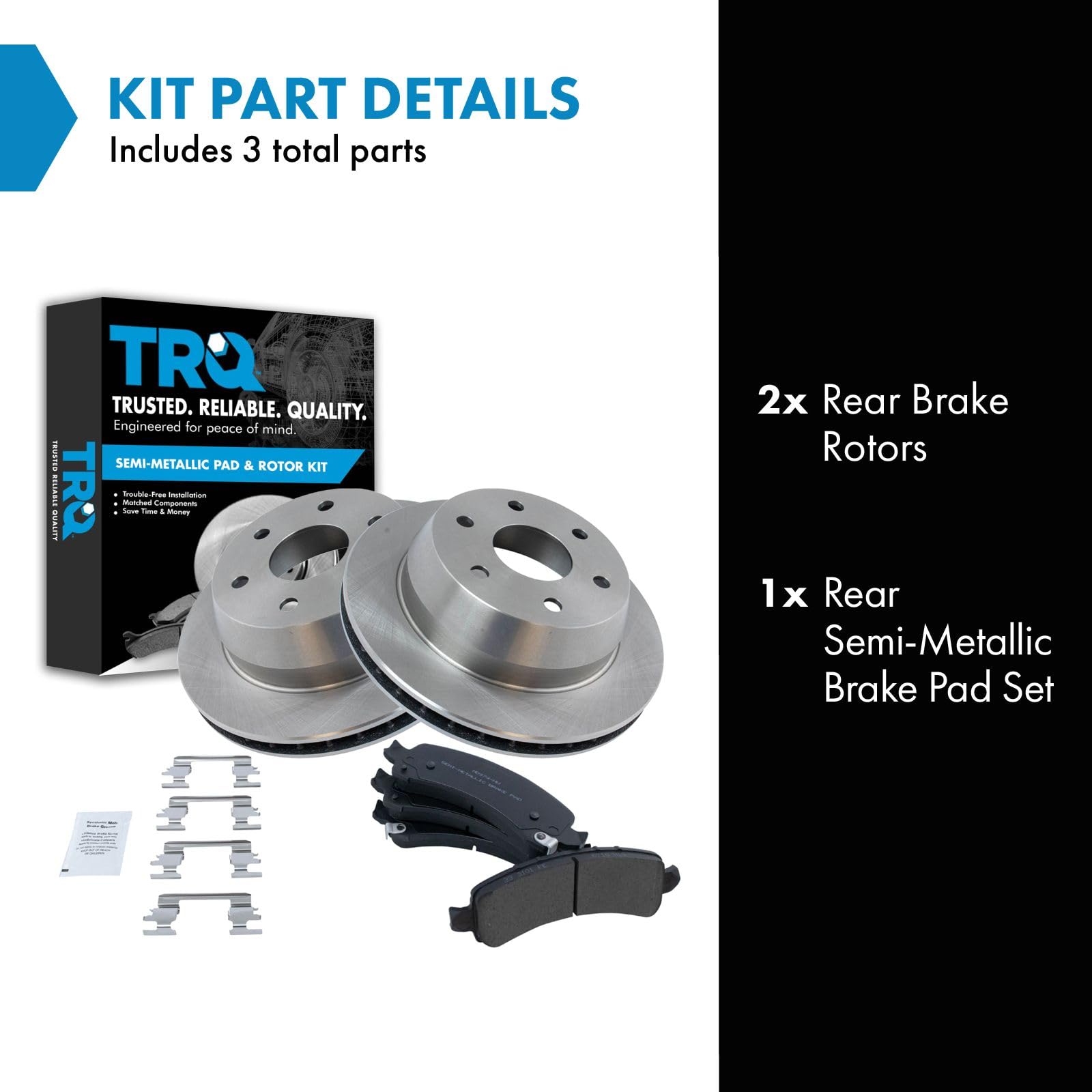 Trq Brake Pad & Rotor Kit Metallic Rear For Escalade Avalanche Tahoe Yukon