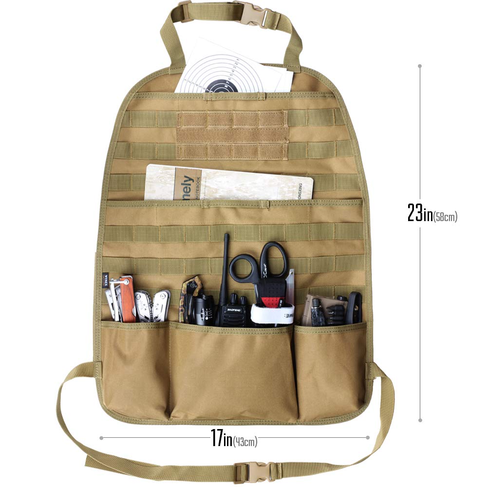 Wynex Tactical Car Seat Back Organizer, Molle Panel Back Seat Protector, Universal Vehicle Seat Cover For Molle Pouches And Trav