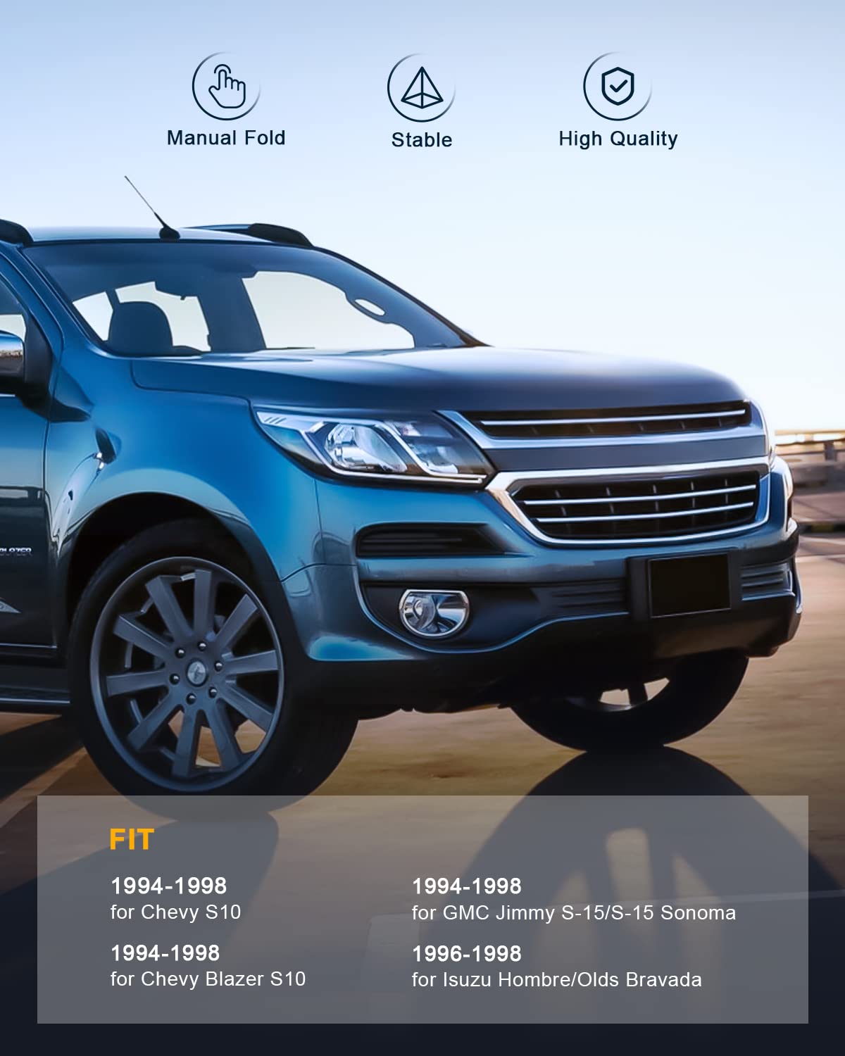 ITOPUP Side View Mirror Fit for 1994-1998 For Chevy Blazer S10 For GMC Jimmy S-15 For GMC S-15 Sonoma with Manual Fold Non-heate