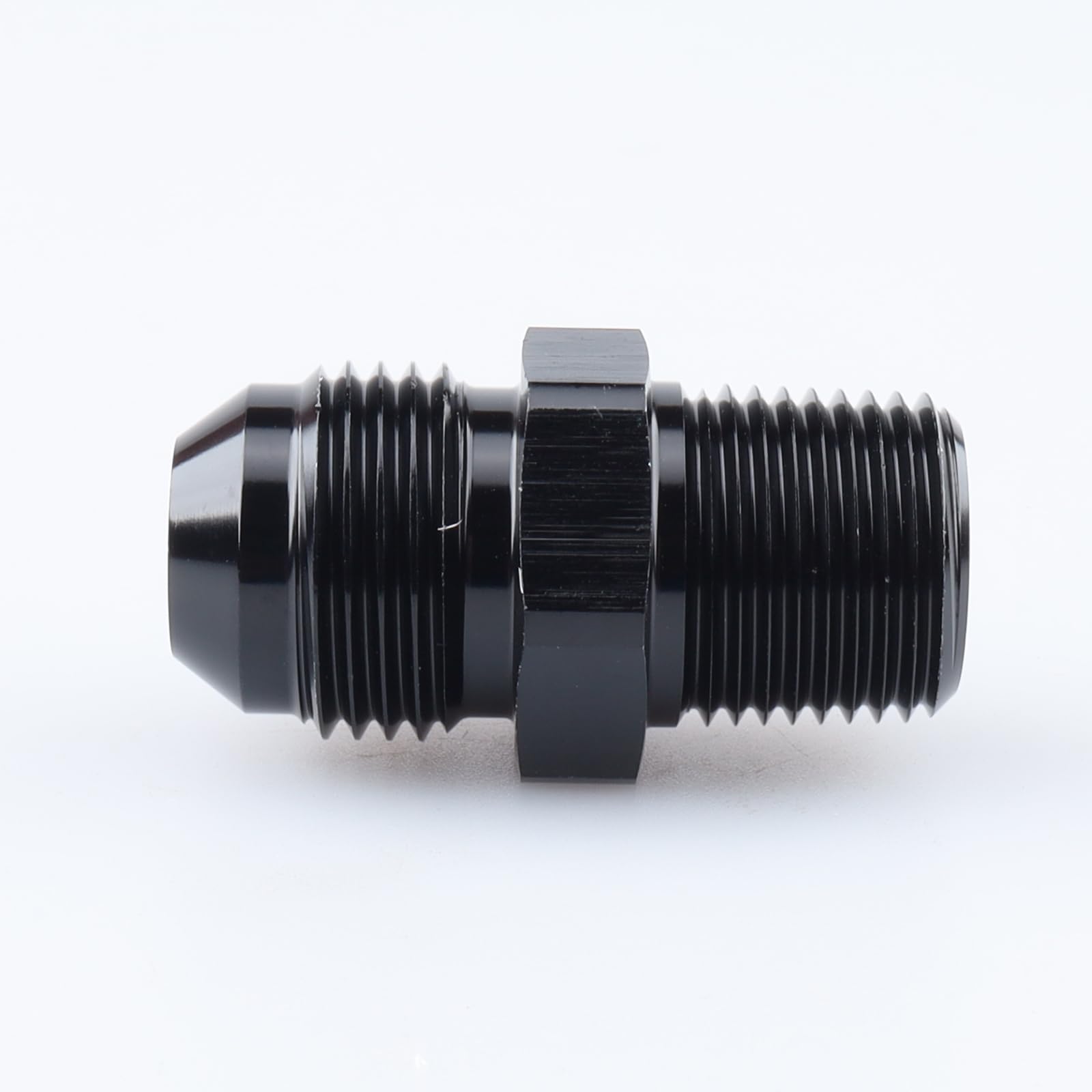 Ac Performance Male 3/8'' Npt To -8 An Flare Adapter Straight Aluminum Black