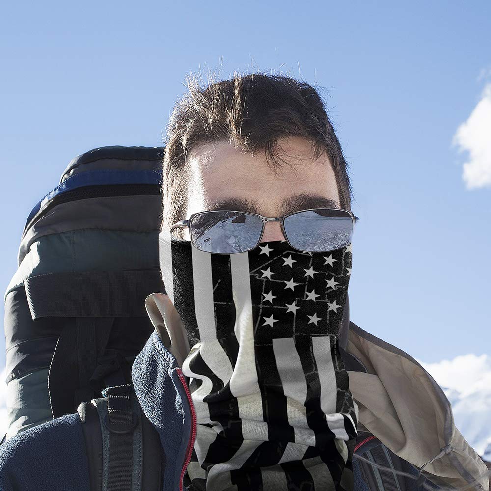 Olarveo 3-Pack American Flag And Map Outdoor Face Mask, Half Dust-Proof Windproof Motorcycle Bicycle Bike Face Mask For Cycling,