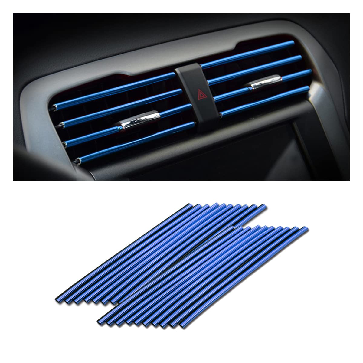 Car Air Conditioner Decoration Strip For Vent Outlet, 20 Pieces Universal Waterproof Bendable Air Vent Outlet Trim Decoration, Suitable For Most Air Vent Outlet, Car Interior Accessories (Blue)