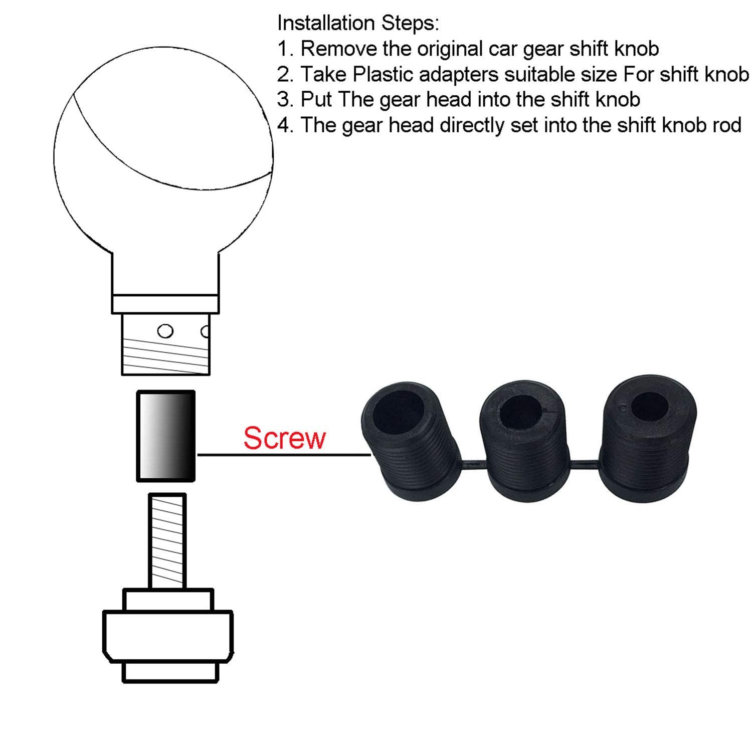Abfer Weighted Shift Knob Long Stick Gear Shifter Lever Leather Shift Knobs With Adapter For Most Automatic Manual Vehicle Truck