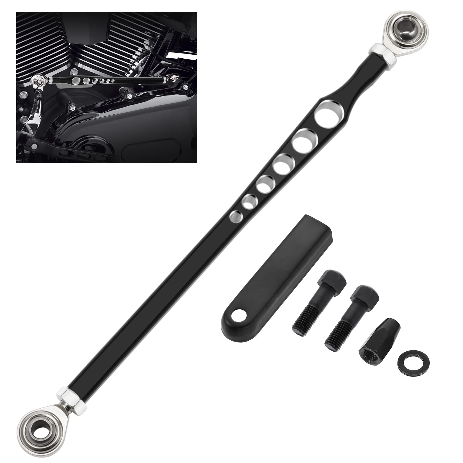 Amazicha Black Gear Shift Linkage Compatible For Harley Softail Touring Electra Street Glide Road Glide Road King Tri Glide 1986
