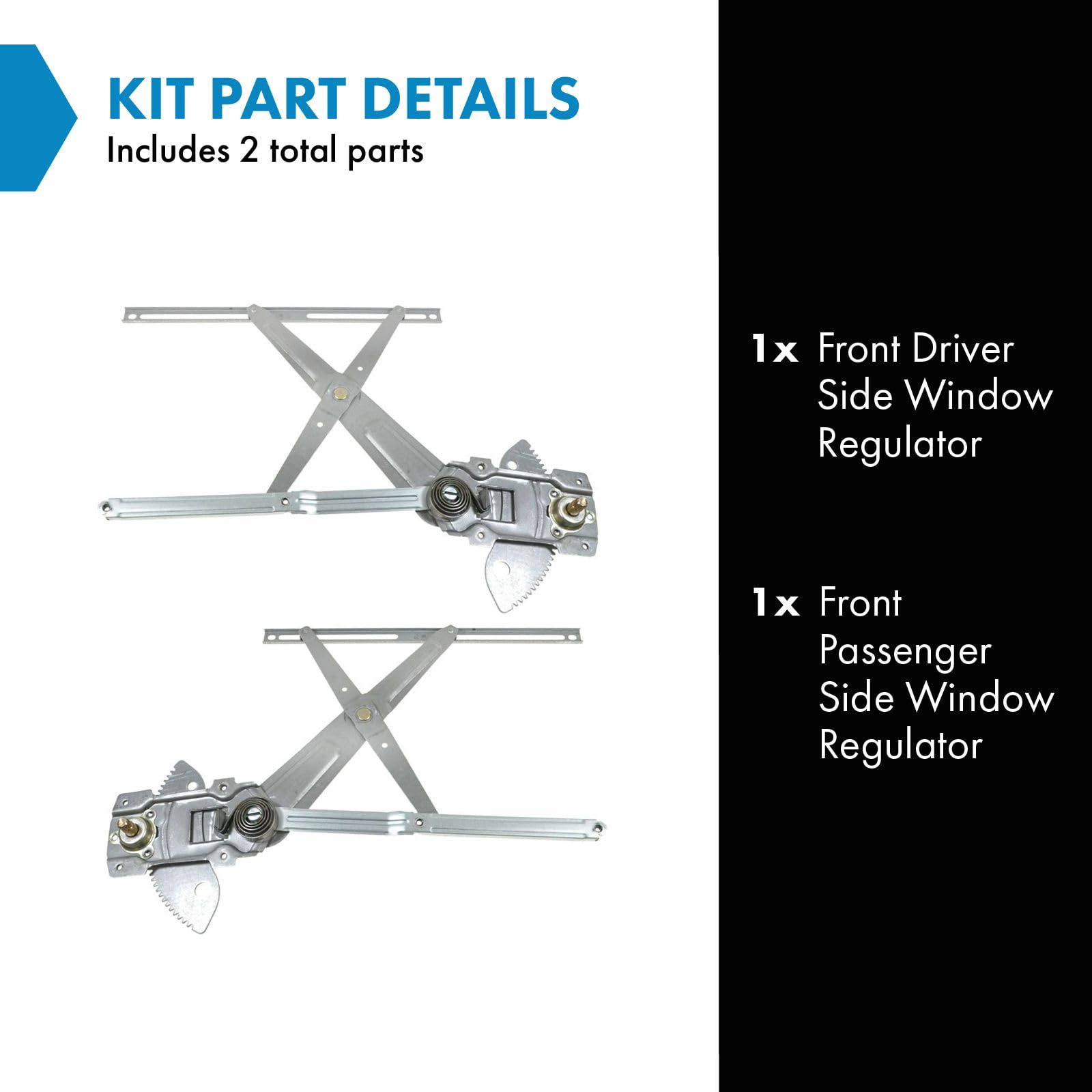 Trq Front Manual Window Regulator Set Compatible With 1995-2004 Toyota Tacoma