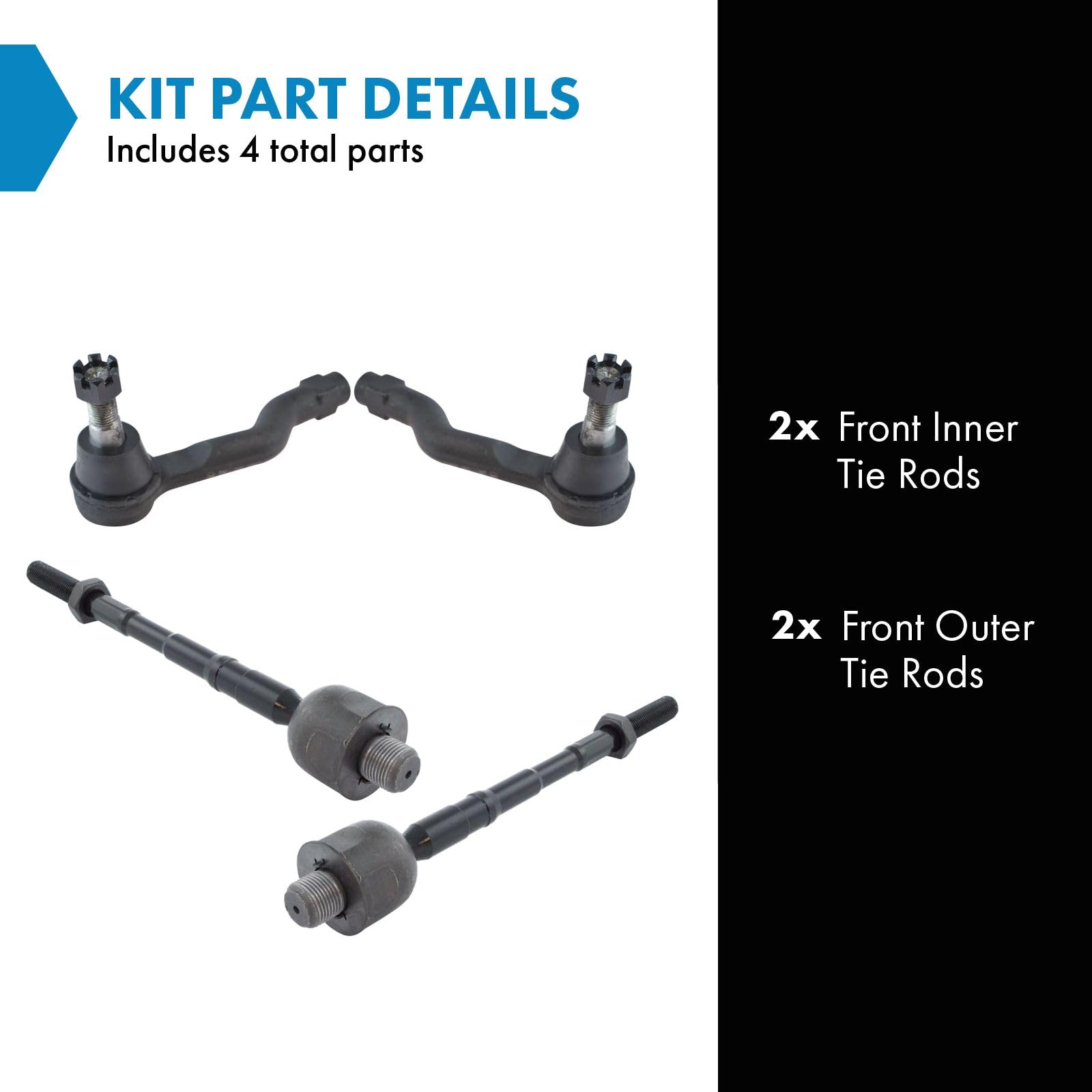 Trq Front Tie Rod Set Compatible With 2003-2008 Infiniti Fx35 Fx45