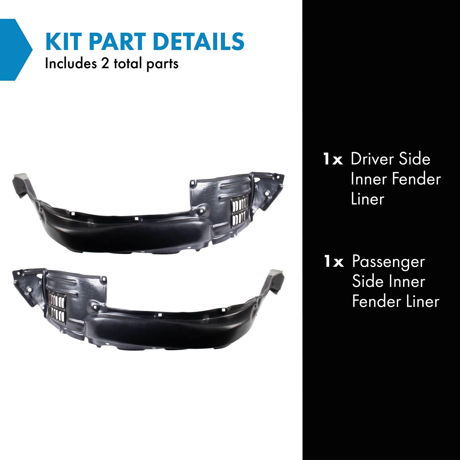 Trq Inner Fender Liner Set Compatible With 2012-2015 Toyota Tacoma To1248175 To1249175
