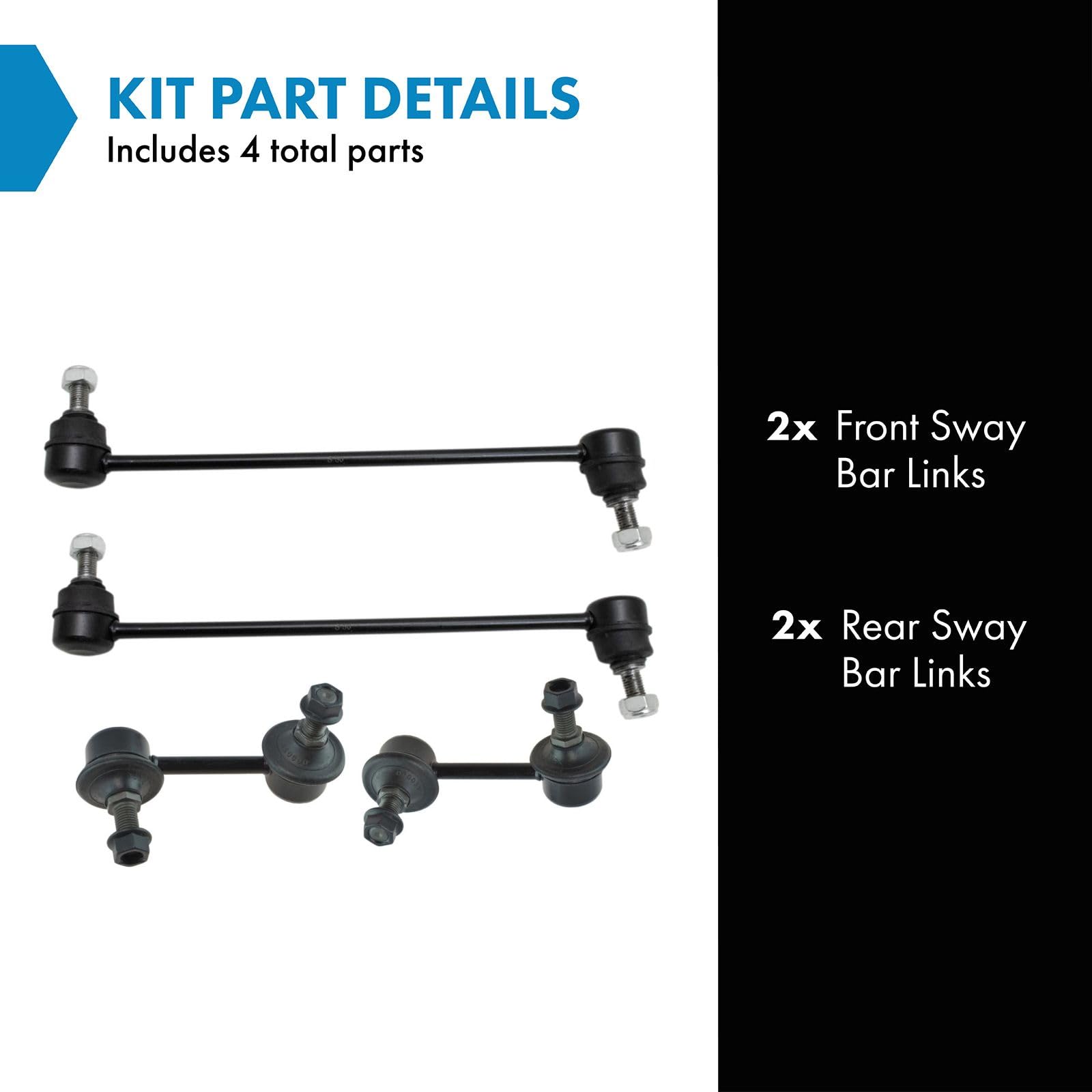 Trq Sway Bar Stabilizer Link Set Front & Rear Compatible With 2011-2014 Chrysler 200 2007-2010 Sebring 2008-2014 Dodge Avenger