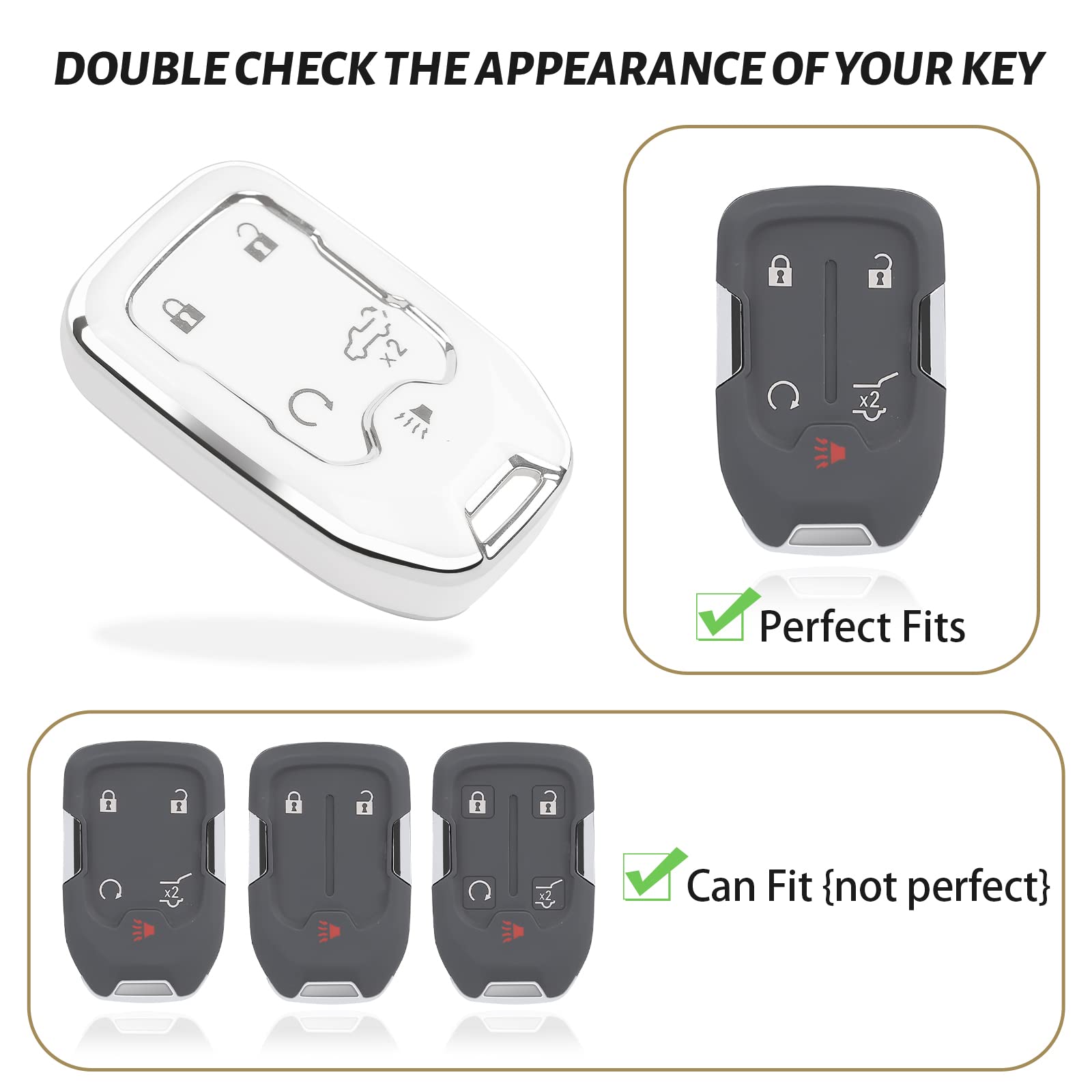 COGEEK Key Fob Cover with Bling Lanyard, Compatible with 2019 2020 2021 2022 1500 2500HD 3500HD Terrain Acadia 5 Buttons Smart K