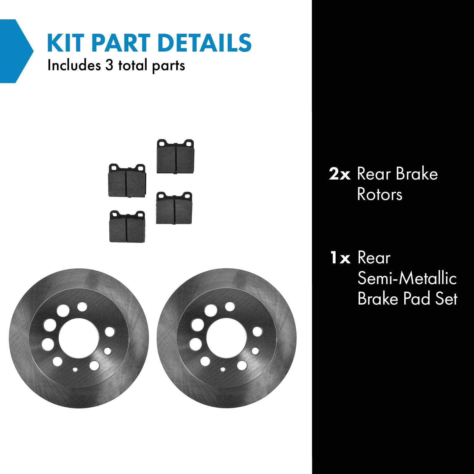 Trq Brake Rotor & Semi Metallic Brake Pad Rear Left Right Kit Set For Volvo