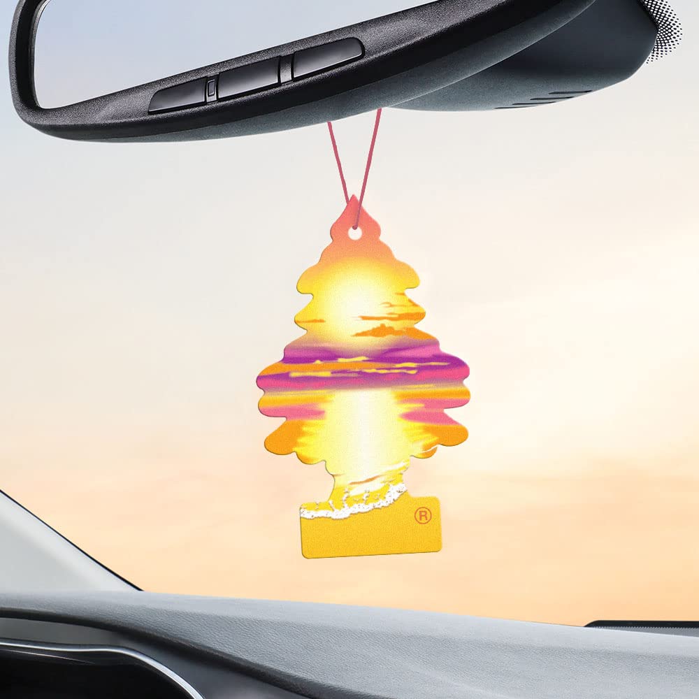 Little Trees Air Fresheners Car Air Freshener. Hanging Tree Provides Long Lasting Scent For Auto Or Home. Sunset Beach, 24 Air F