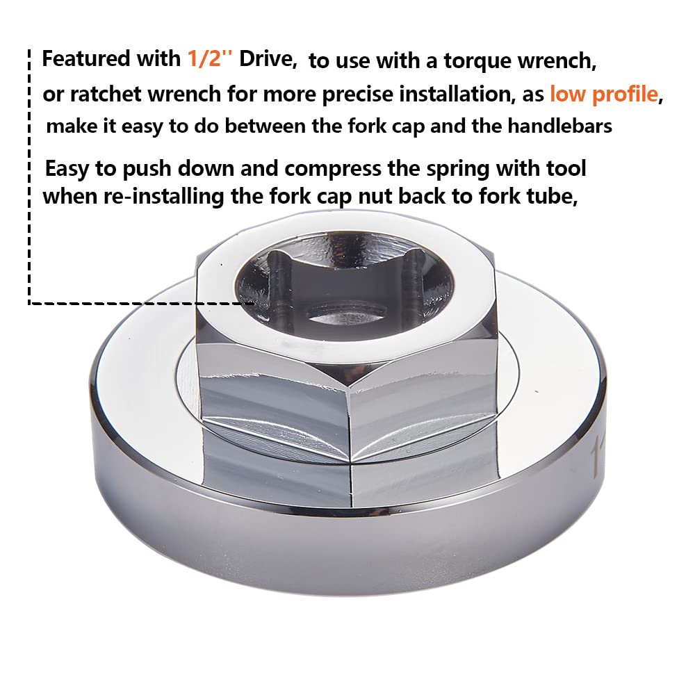 Fork Cap Nut Socket 1-3/8' Hex For Harley Sportster Big Twin Motorcycle (1-3/8 Inch Socket)