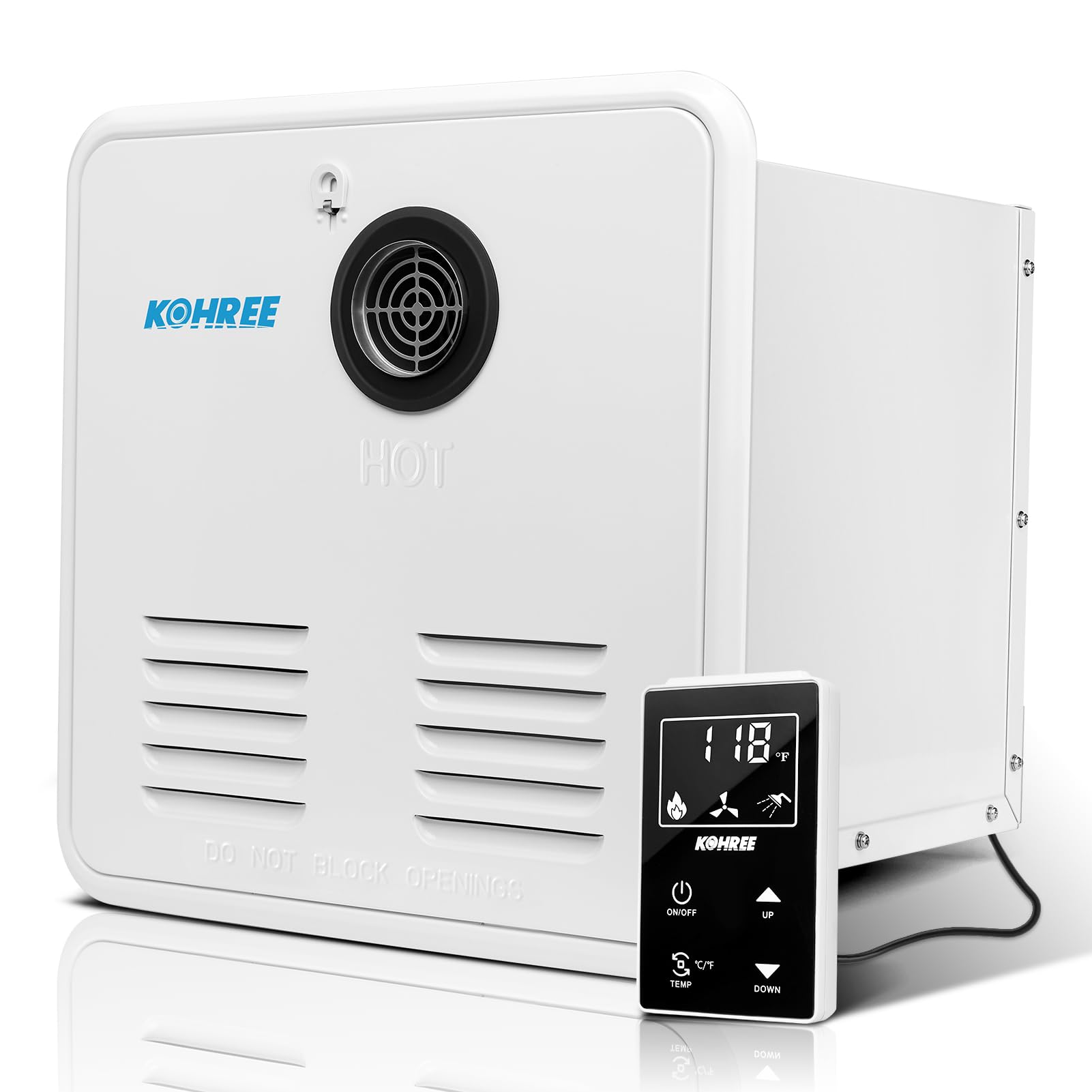 Kohree RV Tankless Water Heater, Upgraded 60,000 BTU RV Water Heater with 15 x 15 inches White Door and Remote Controller, 12V D