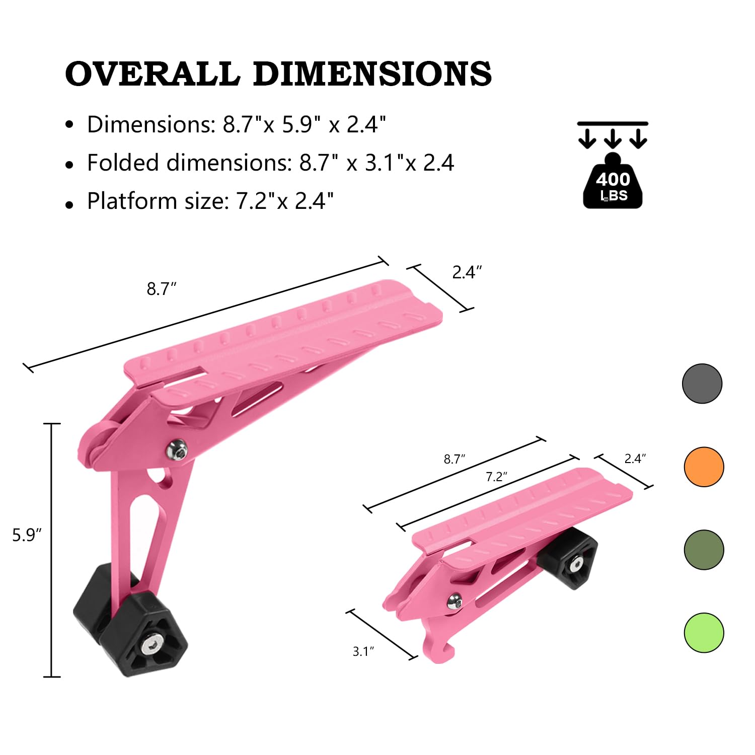 COWVIE Foldable Car Door Step Stand Pedal - Access to Vehicle's Top Roof Both Feet Stand Pedal Ladder for Most SUV Truck Pink