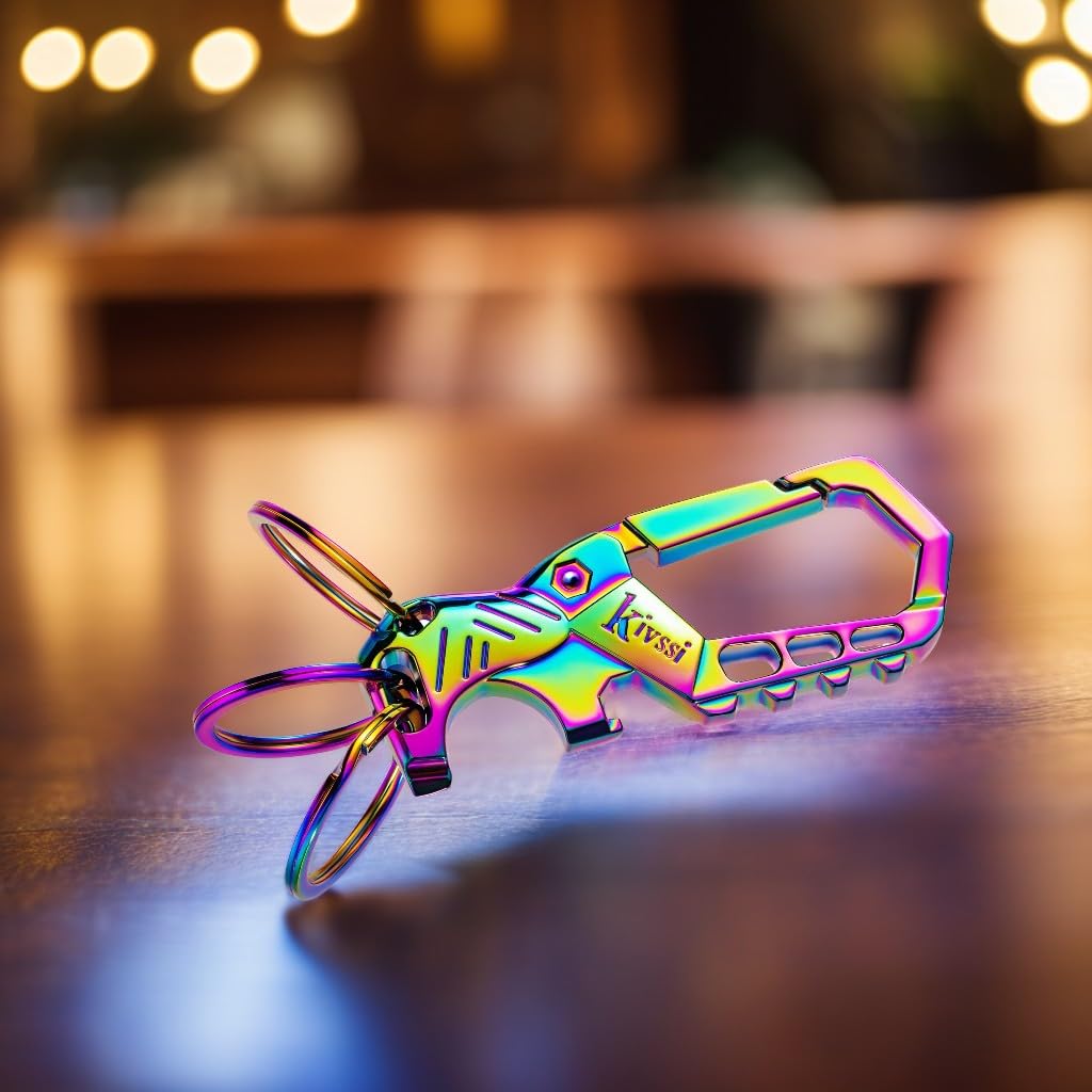 Heavy Duty Metal Keychains, Carabiner Clip Car Key Chains,Fashion Family Keychain Bottle Opener And 3 Key Rings Suitable For Men