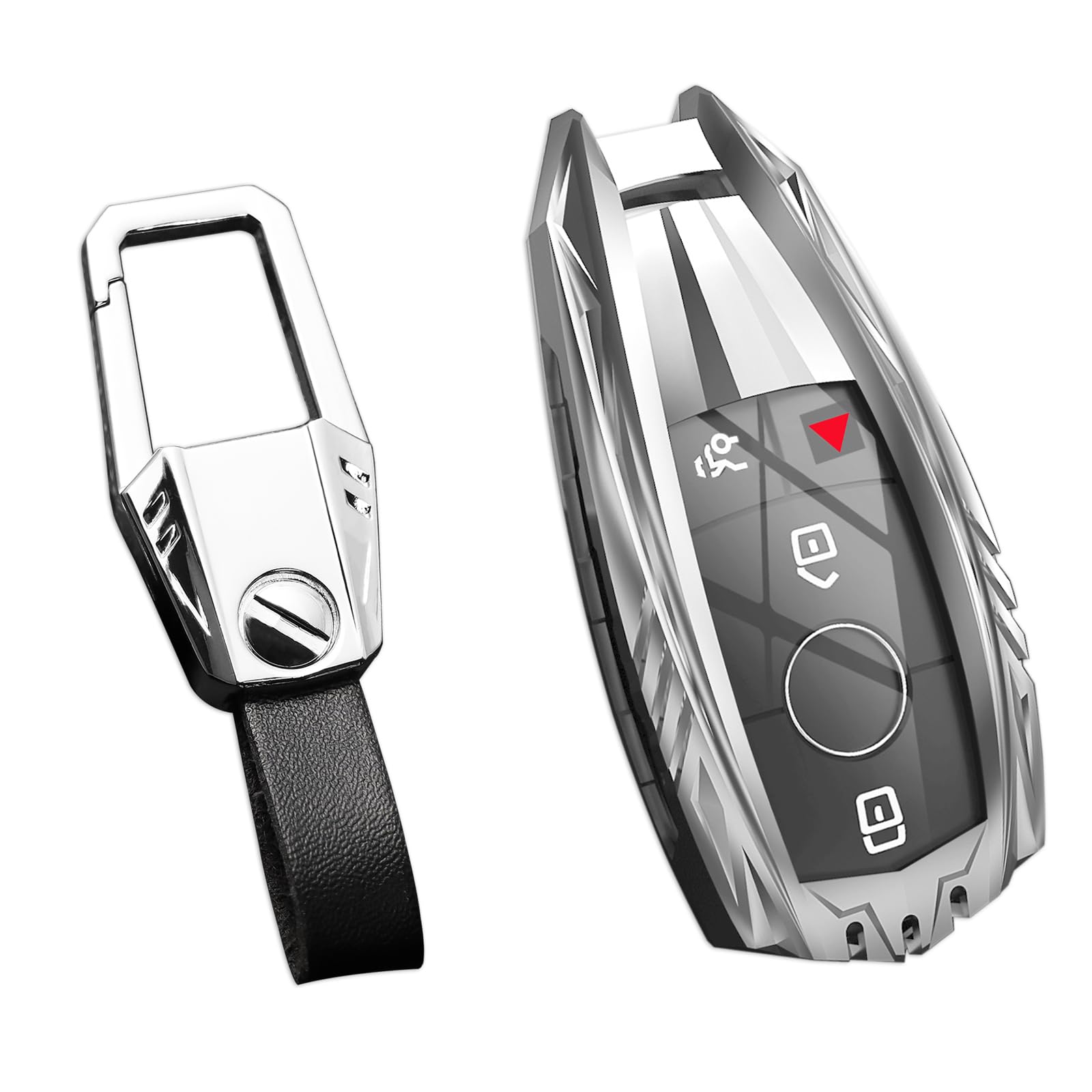Ocezbiis For Mercedes Benz Key Fob Cover,Keychain,Zinc Alloy Protection Car Key Shell Case Compatible With Mercedes Holder Smart