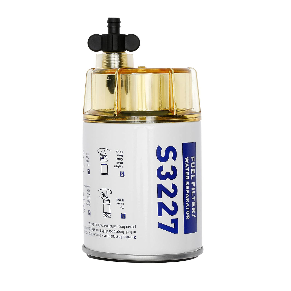 Fuel Filter Water Separator with Clear Bowl AssemblyReplacement For Marine Outboard Motor Replaces# S3227, 9-37882, 18-7922