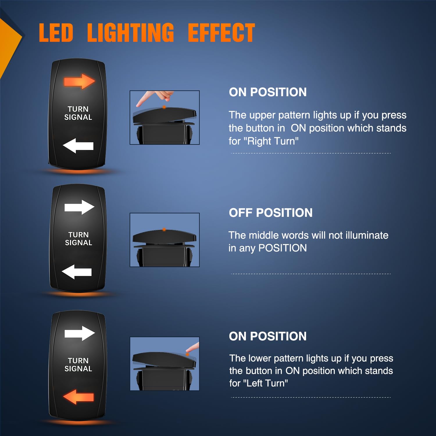 Nilight Turn Signal Switch Amber 4Pin On Off On Rocker Switch Laser Etched Spdt Toggle Switches 12V 20A 24V 10A Jumper Wires For