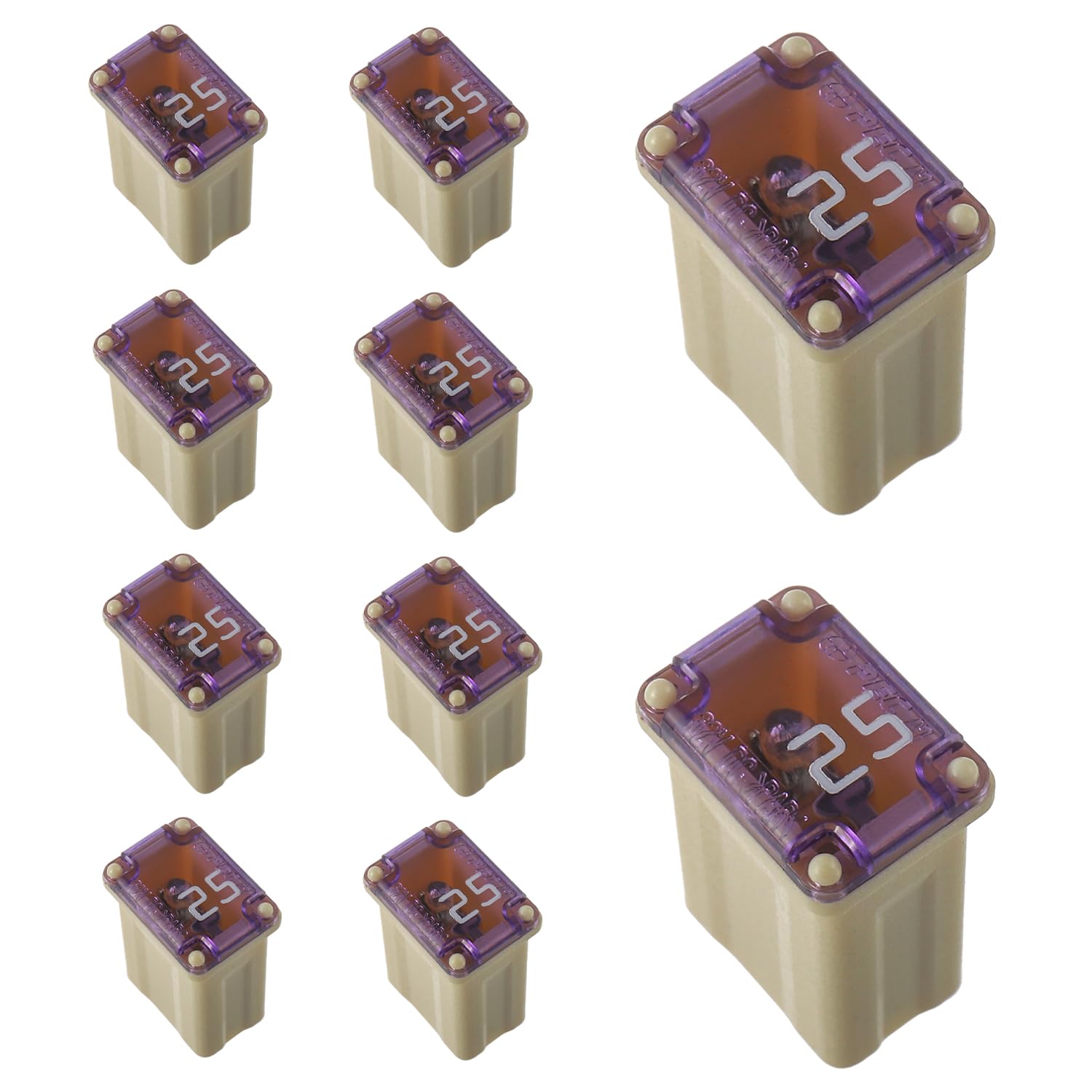 EPLZON 25A 25AMP 32V FMM MCASE 608825 Micro Cartridge Fuses Low-Profile Fuses Kit(Pack of 10pcs)