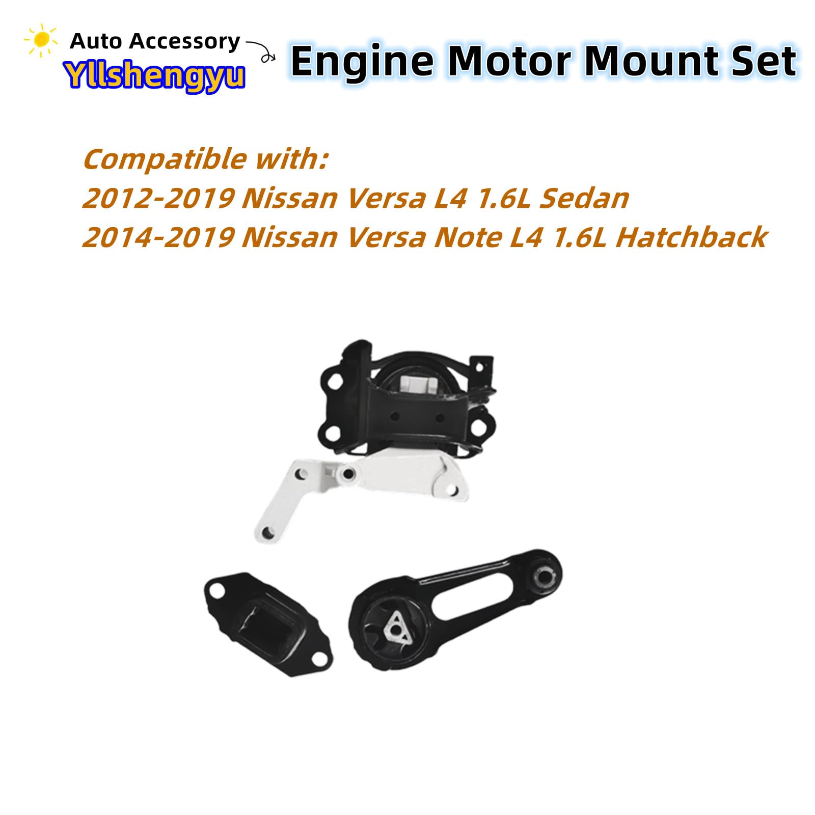 3Pcs Engine Motor Mount Set Fits for Nissan Versa 2012 2013 2014 2015 2016 2017 2018 2019 L4 1.6L Sedan,Versa Note 2014-2019 L4