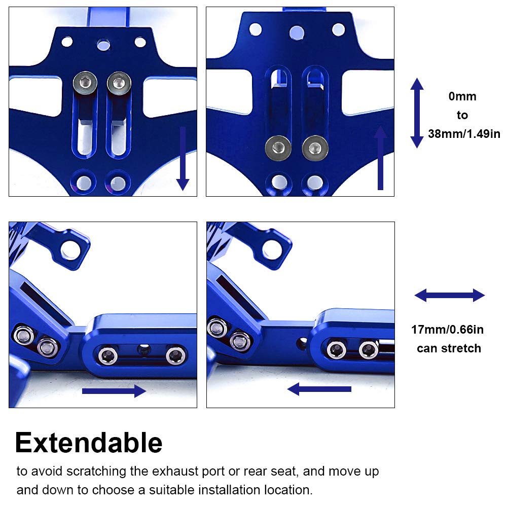 Mdpromcp Universal Motorcycle Fender Eliminator With Led Light Cnc Aluminum License Plate Bracket (Blue)