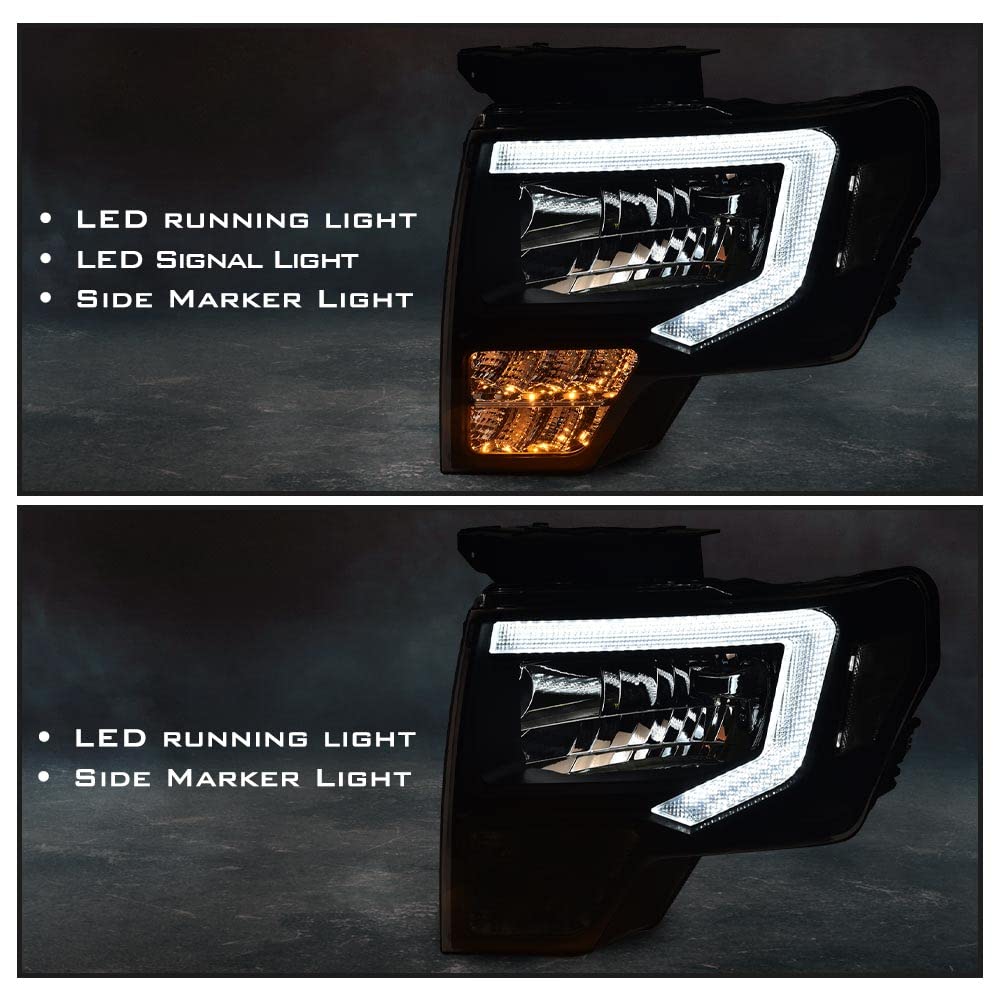 Pit66 Led Headlight Assembly Compatible With Ford F150 2009 2010 2011 2012 2013 2014, Headlamps Replacement Driver & Passenger C