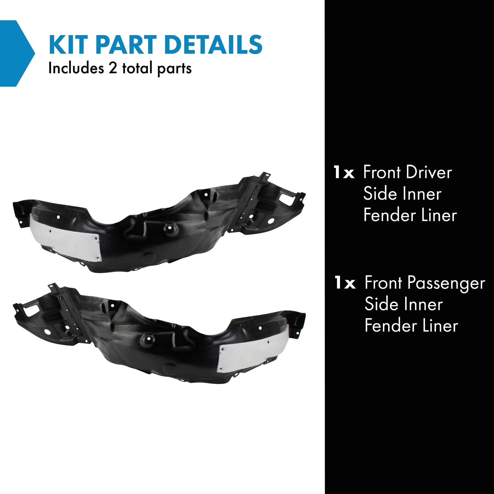 Trq Front Inner Fender Liner Set Compatible With 2014-2016 Toyota Corolla To1248178 To1249178