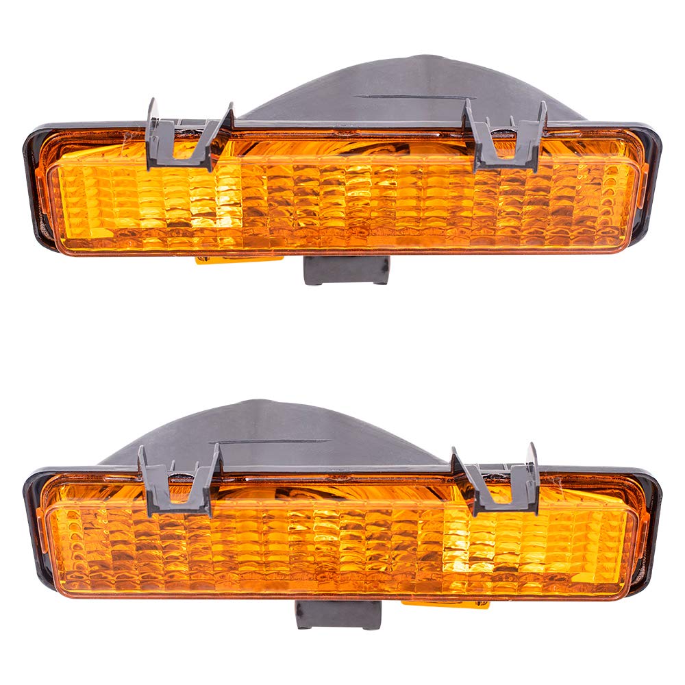 Brock Replacement Driver And Passenger Set Park Signal Front Marker Lights Compatible With 1982-1993 S10 S15 Pickup Truck 597664