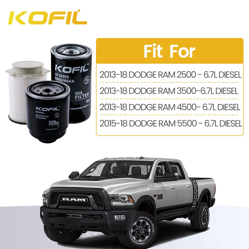 6.7L Cummins Fuel Filter Water Separator And Oil Filter Set Fit For Dodge Ram 6.7L Cummins Diesel 2013-2018 2500 3500 4500 5500