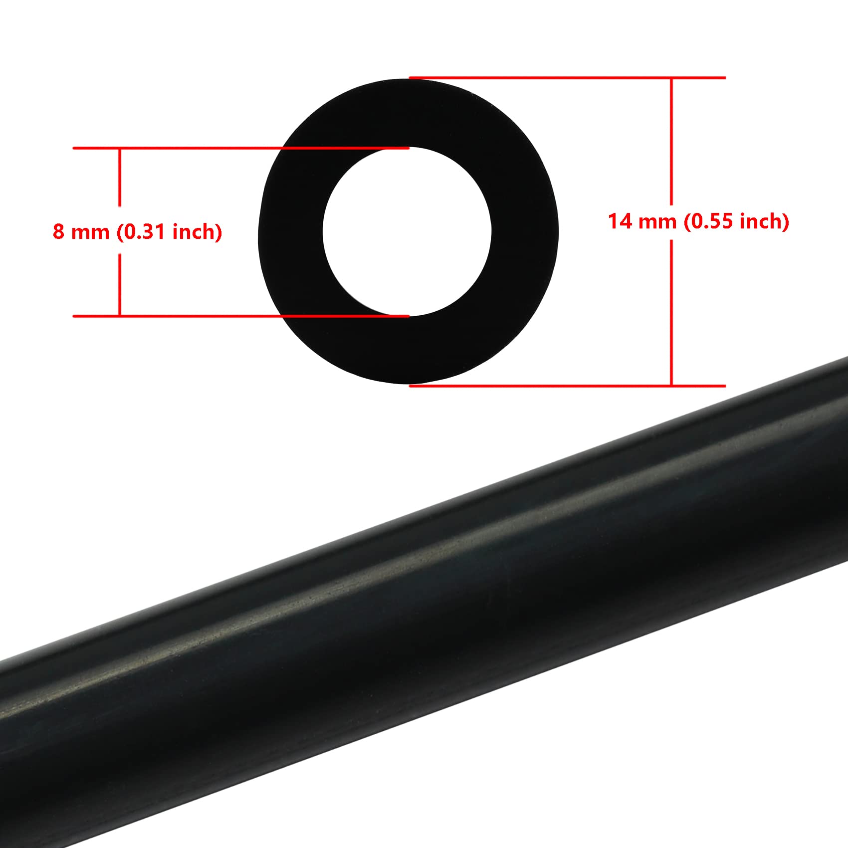 Ucreative 10Ft Id 5/16'' (8Mm) High Temperature Silicone Vacuum Tubing Hose 130Psi Max Pressure Black