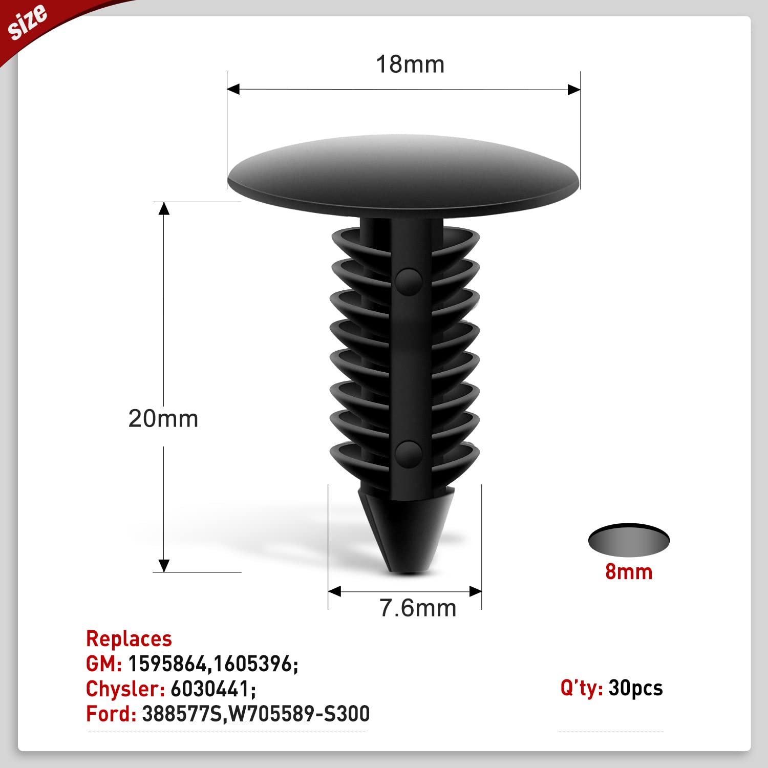 Nilight 100Pcs Car Retainer Clips 7Mm 8Mm 10Mm Nylon Push Expansion Screws Replacement Kit,Bumper Fastener Rivet Clips For Honda