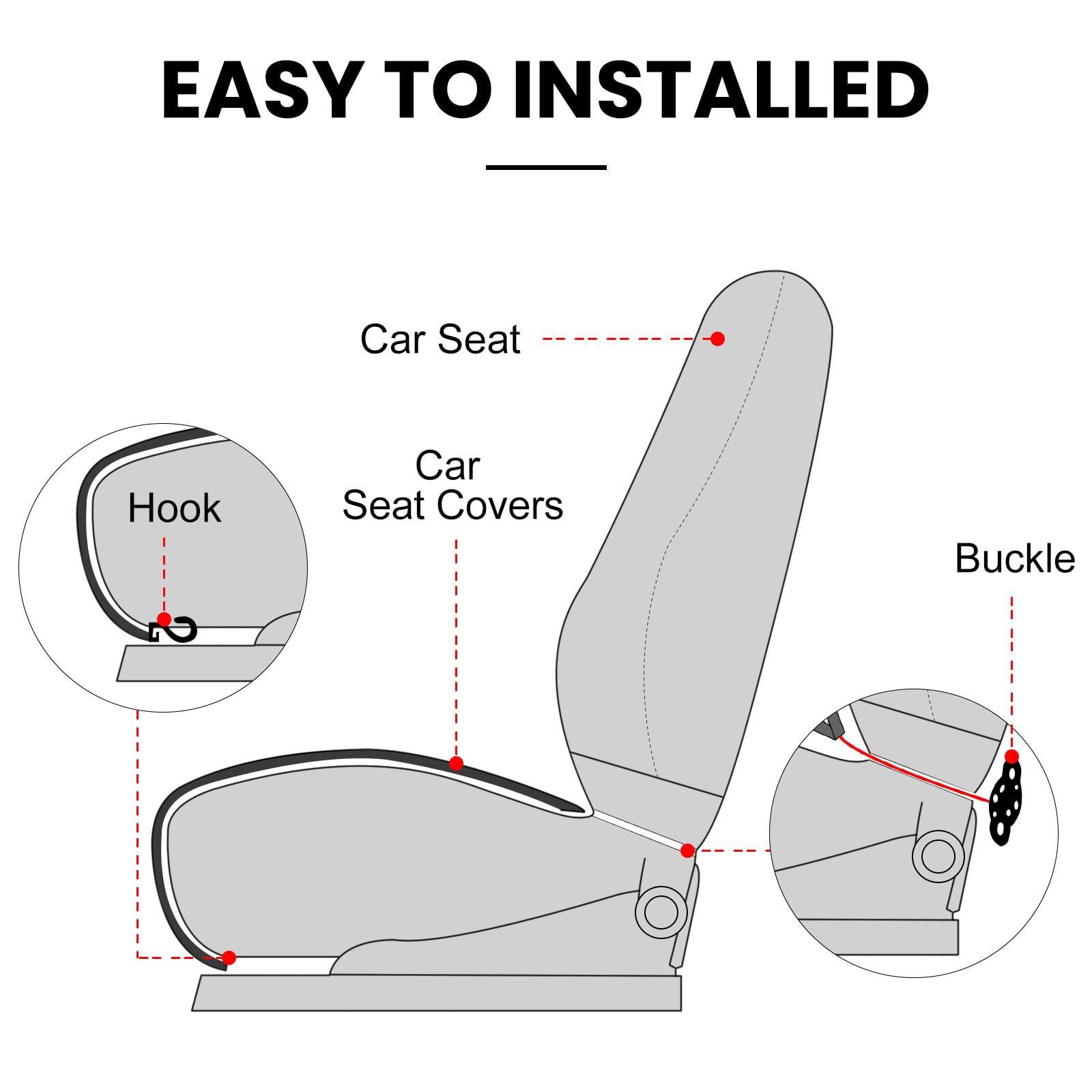 Surpassme 2Pc Comfortable Car Seat Covers Universal Front Seat Covers For Car Accessories With Storage Pockets, Padded Car Inter