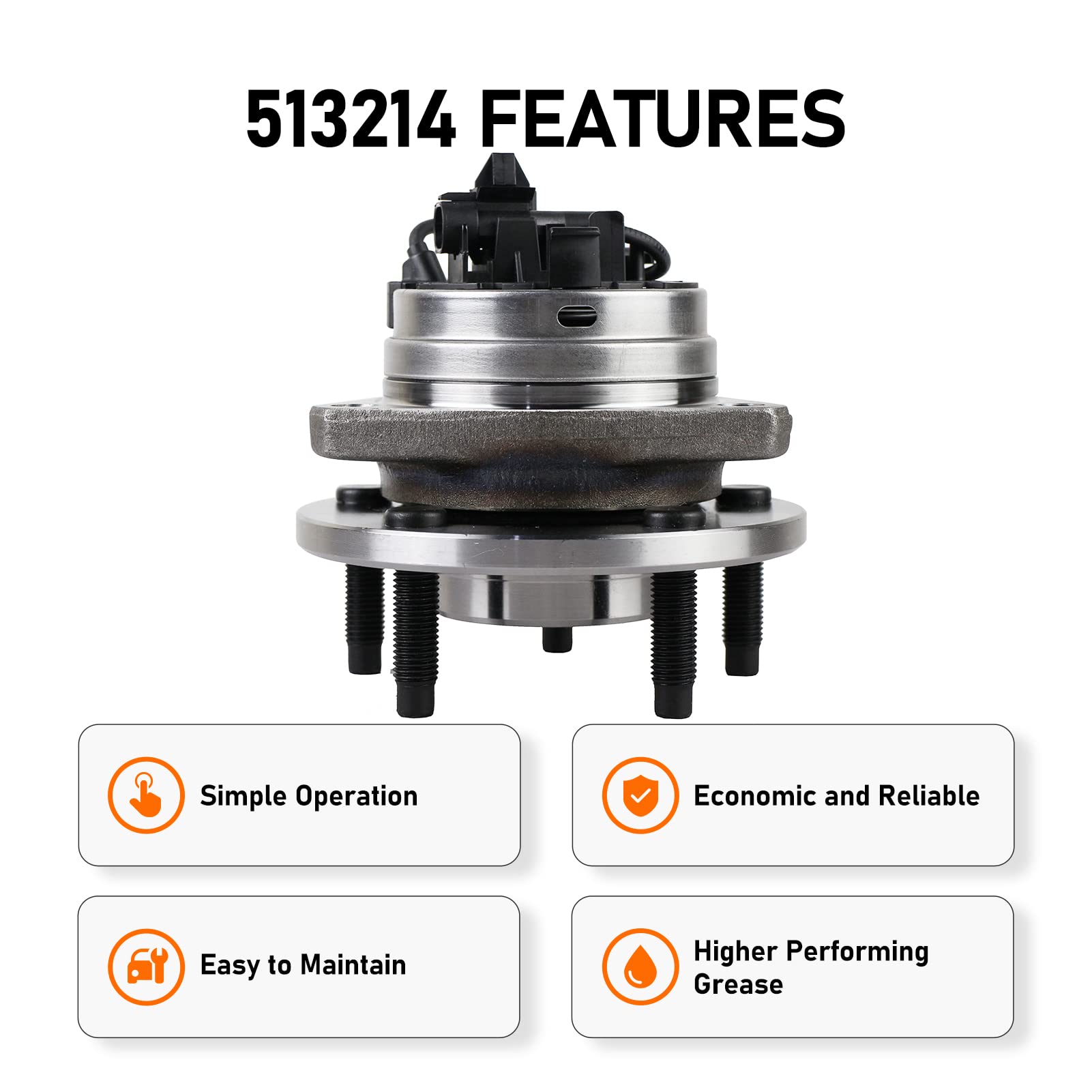 Macel 513214 Front Wheel Hub Bearing Assembly Compatible With 04-12 Chevy Malibu, 08-10 Cobalt Hhr, Cobalt, 05-10 Pontiac G6, 07-09 Saturn Aura 5 Lugs W/Abs