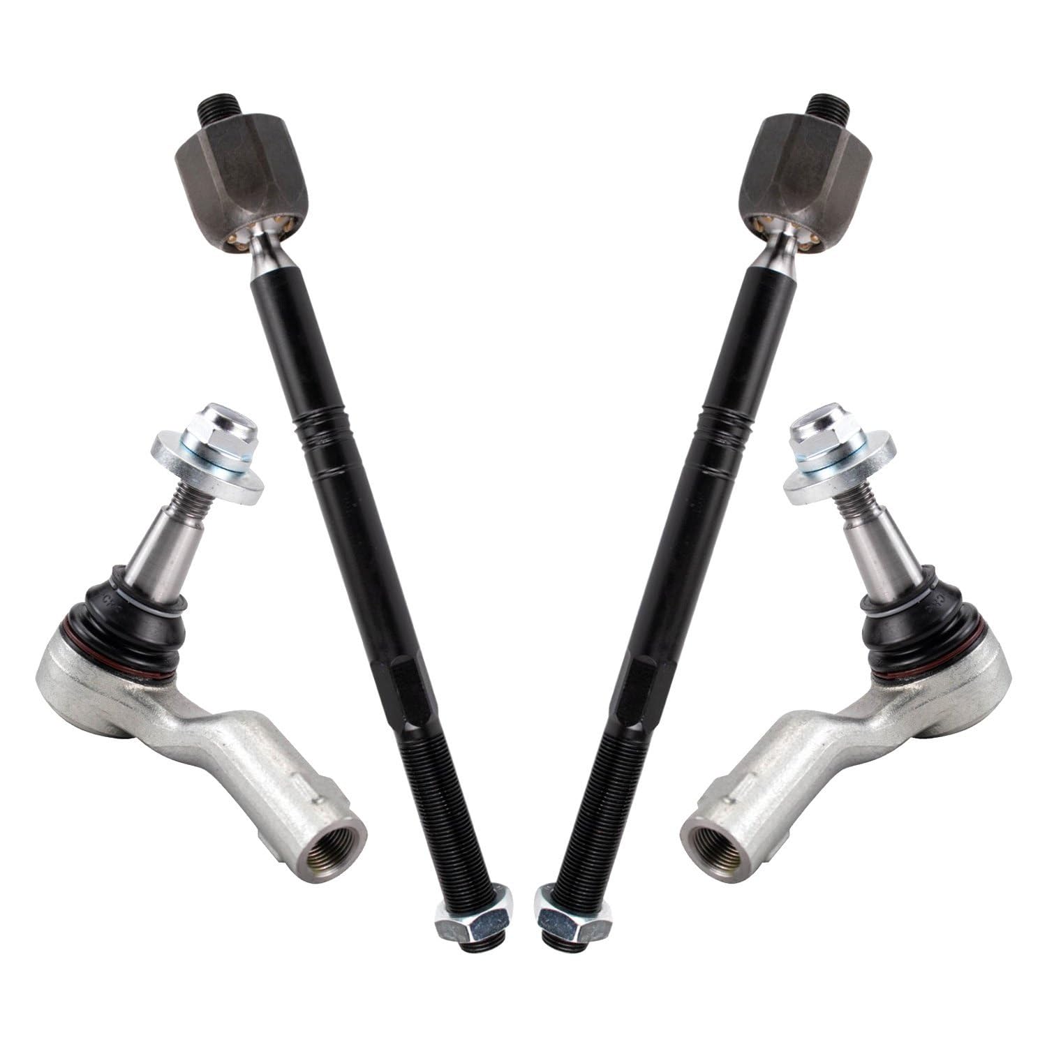 TRQ Front Inner and Outer Tie Rod Set Compatible with 2015-2017 Land Rover Discovery Sport 2012-2018 Range Rover Evoque