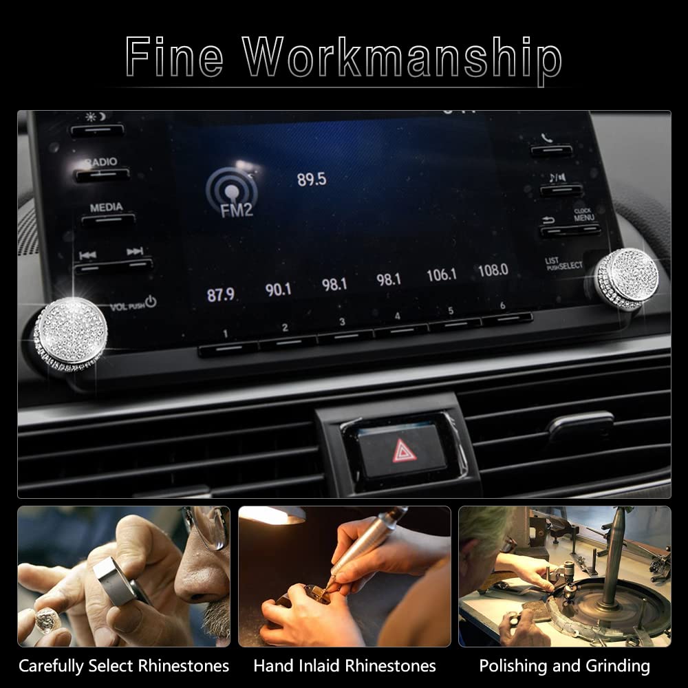 PIFOOG for Sparkly Car Accessories for Honda Accord Bling Volume Knobs Sticker Switch Button Covers Accord Sport EX EX-L Touring