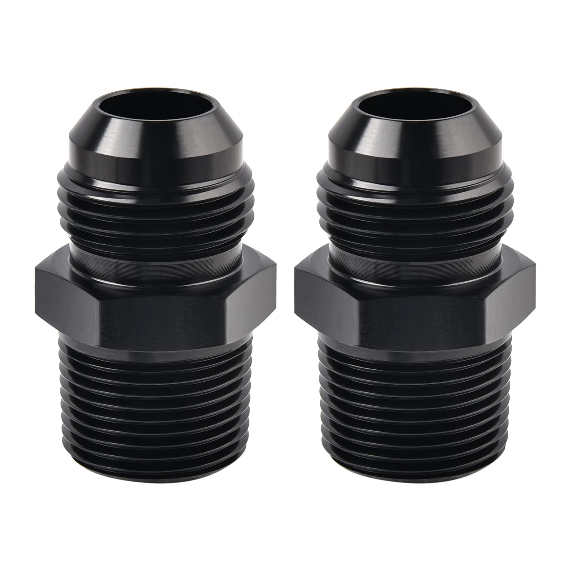 Evil Energy 12An Male Flare To 1/2'' Npt Pipe Fitting Adapter Aluminum Straight Black 2Pcs