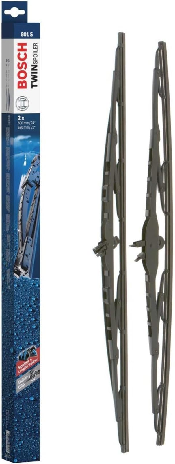 Bosch 3397001802 Twin Spoiler Original Equipment Replacement Wiper Blade - 24''/21'' (Set Of 2)