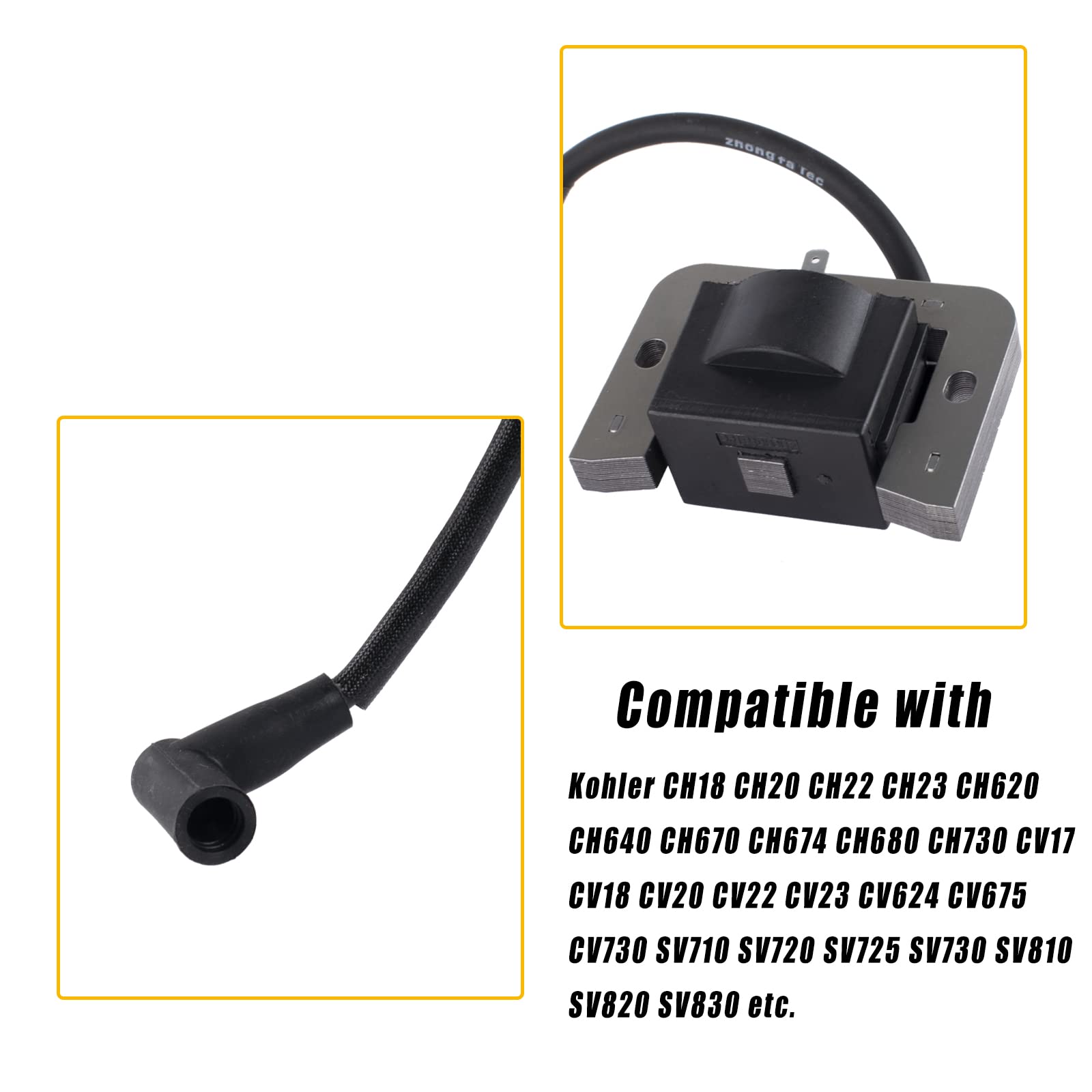 2Pcs Ignition Coil 24-584-01S Compatible with Kohler CH18 CH20 CH22 CH23 CH620 CH621 CV17 CV18 CV20 CV22 CV23 CV624 SV710 SV720
