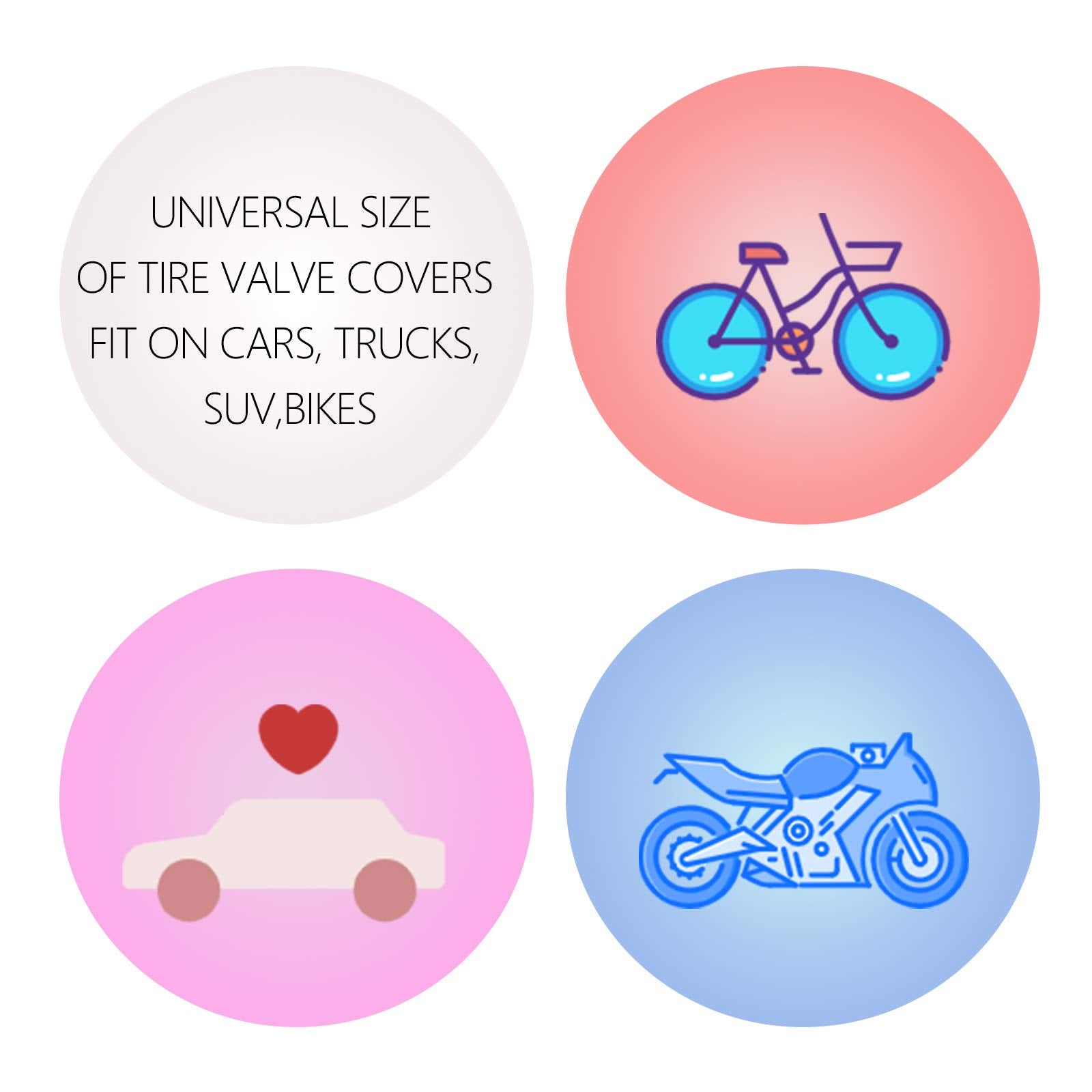 Sikawai Black Bling Valve Stem Caps - Handmade Crystal Rhinestone, Universal Car/Bike Accessories, Dustproof Chrome Finish