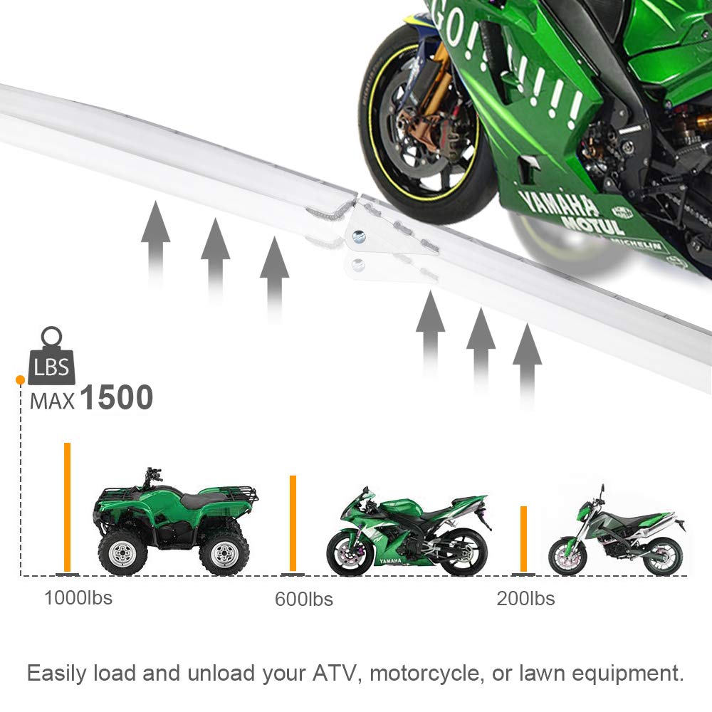 Tuffiom 7Ft Aluminum Truck Ramps 1500Lbs Capacity,2Pcs Folding Loading Atv Ramps For Pickup Trucks Bed, Trailer Ramp With Load S